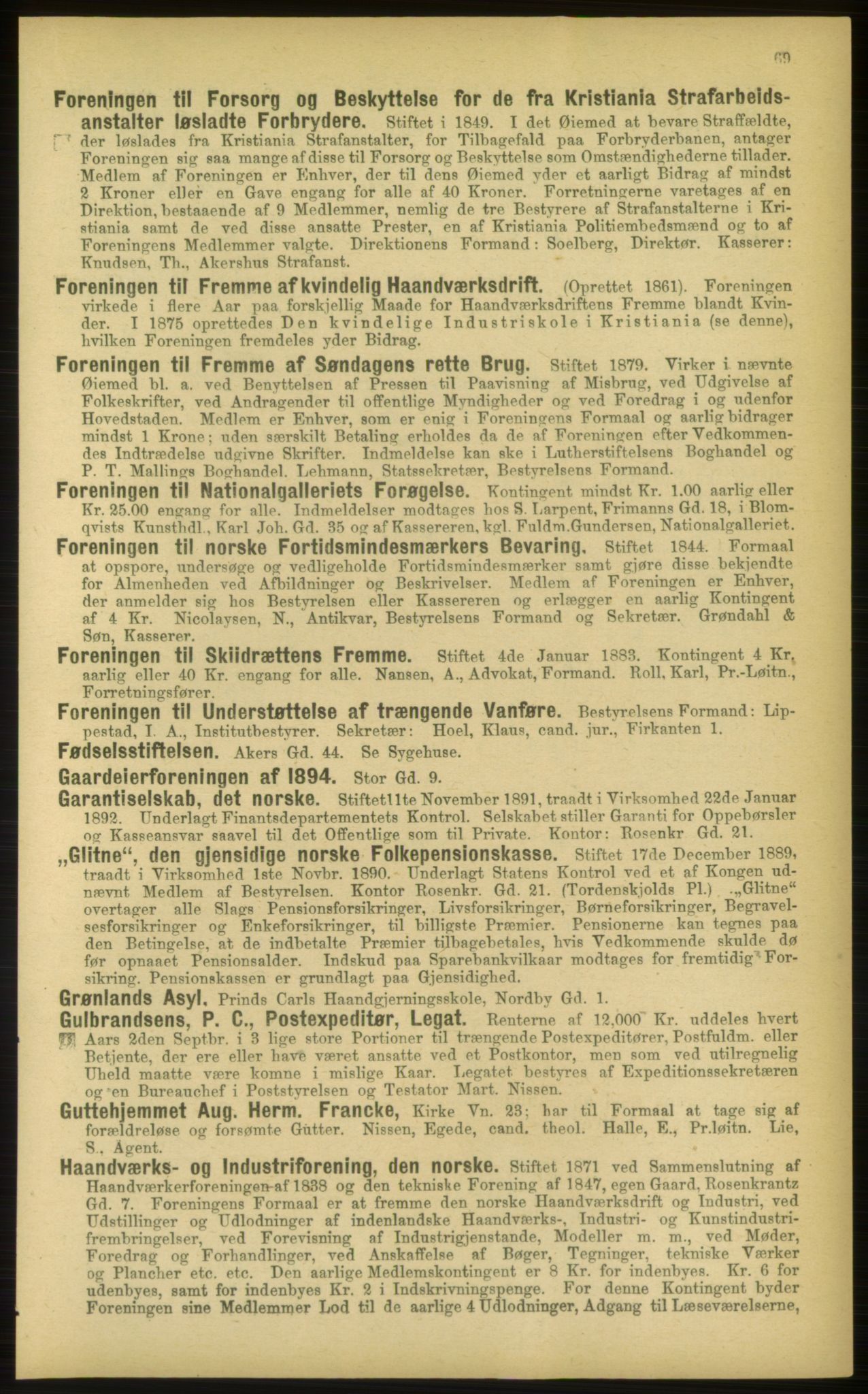 Kristiania/Oslo adressebok, PUBL/-, 1898, p. 69