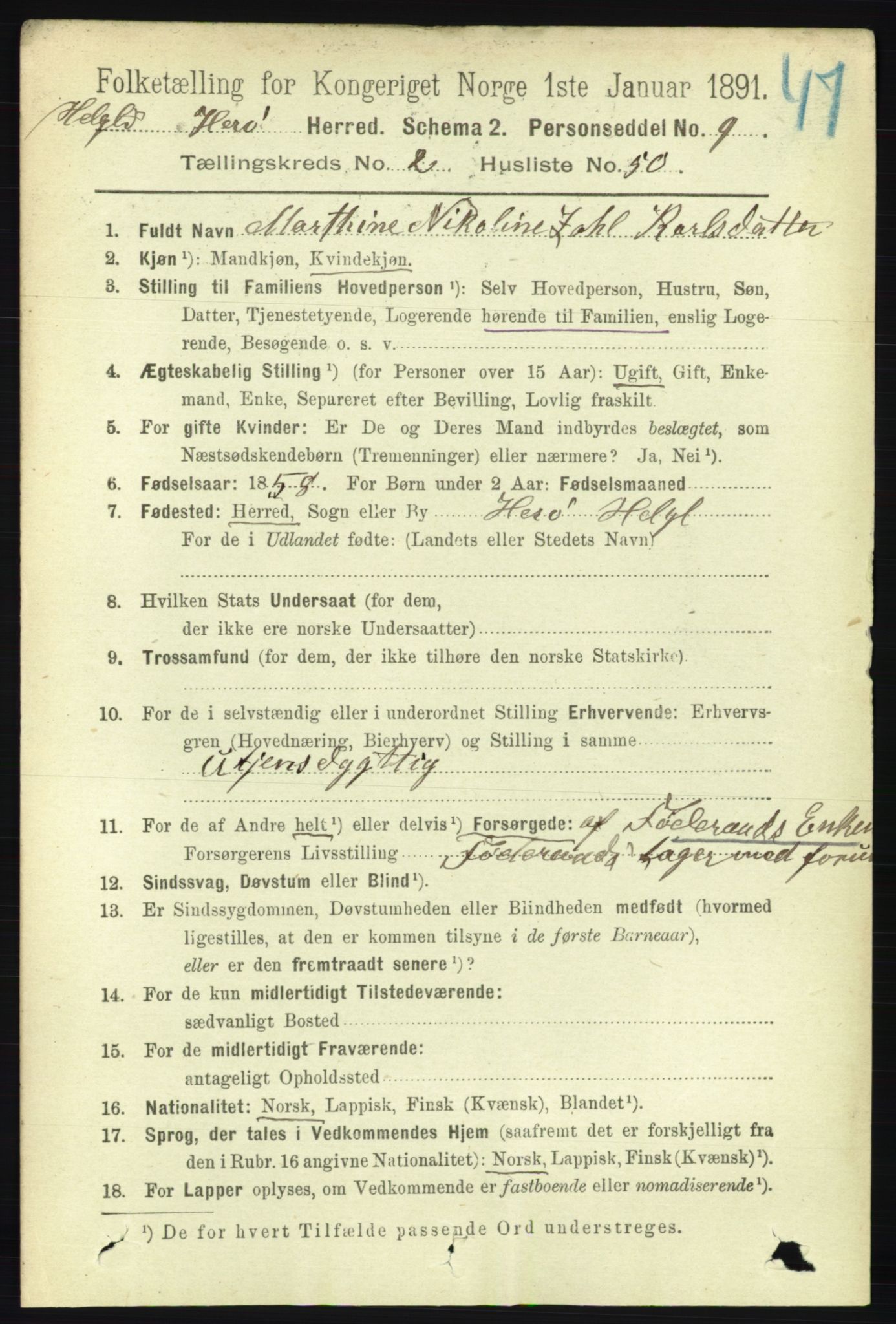 RA, 1891 census for 1818 Herøy, 1891, p. 579