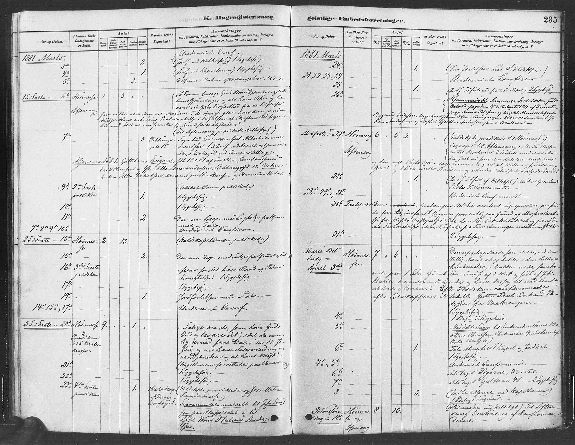 Gamlebyen prestekontor Kirkebøker, AV/SAO-A-10884/F/Fa/L0005: Parish register (official) no. 5, 1878-1889, p. 235