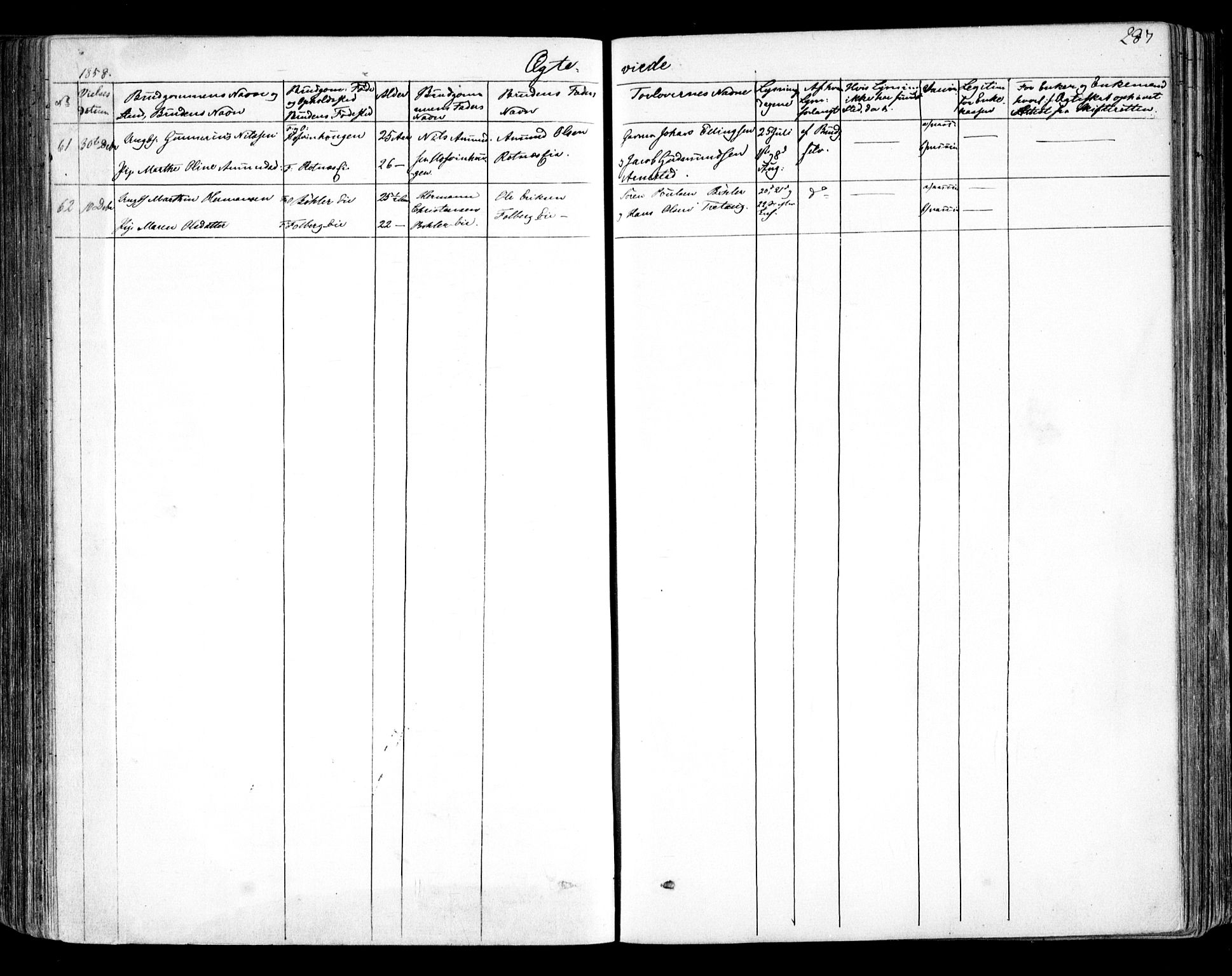 Nes prestekontor Kirkebøker, AV/SAO-A-10410/F/Fa/L0007: Parish register (official) no. I 7, 1846-1858, p. 287