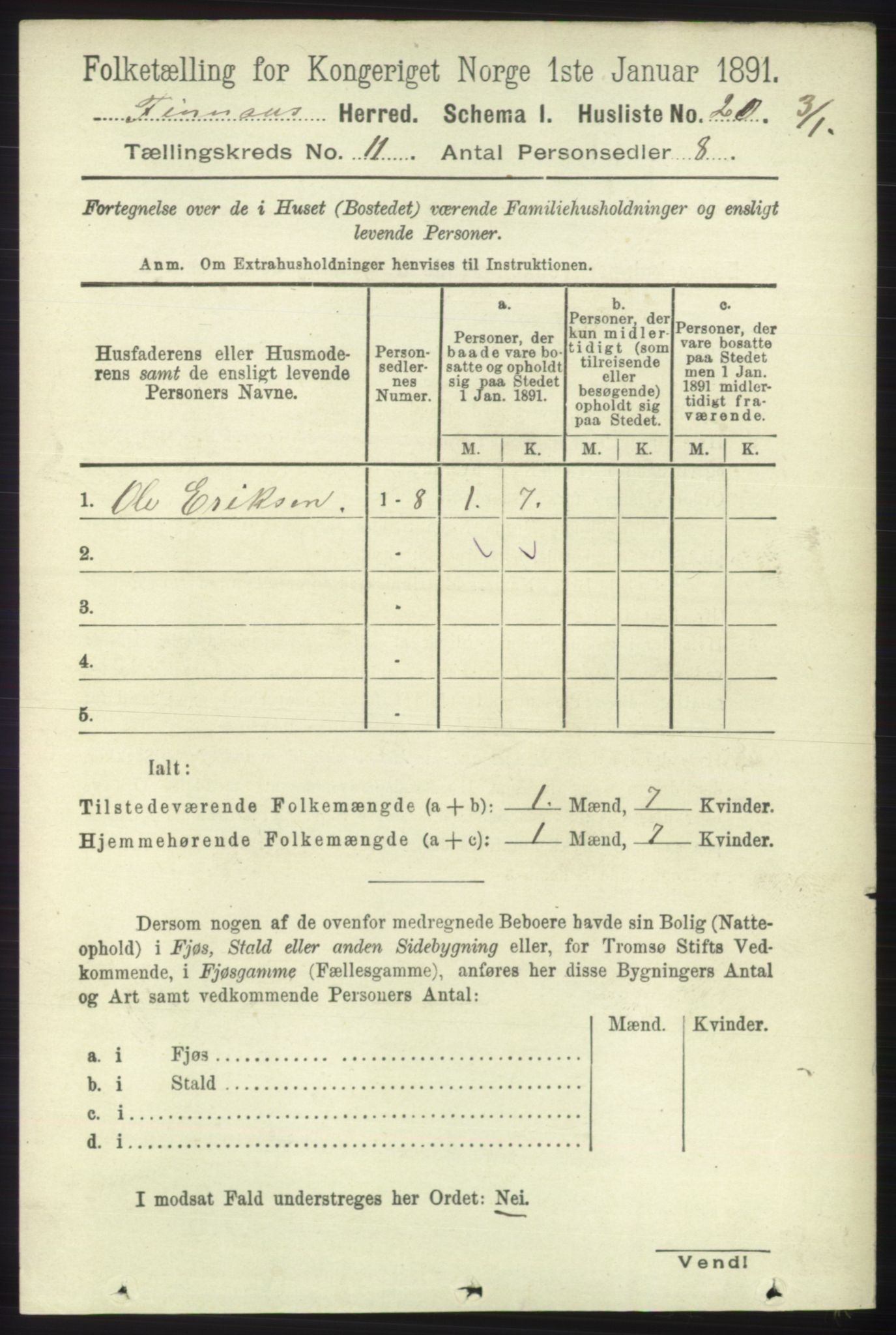 RA, 1891 census for 1218 Finnås, 1891, p. 5122