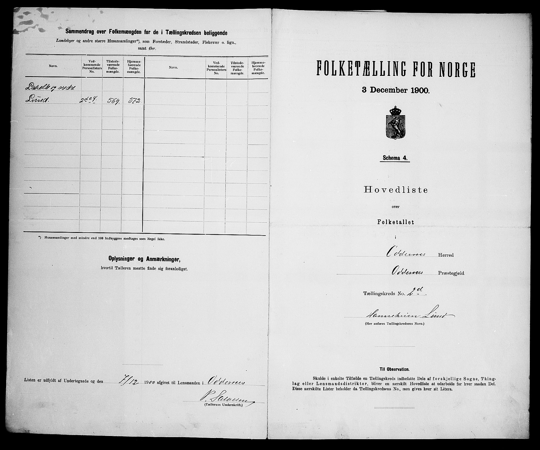 SAK, 1900 census for Oddernes, 1900, p. 33