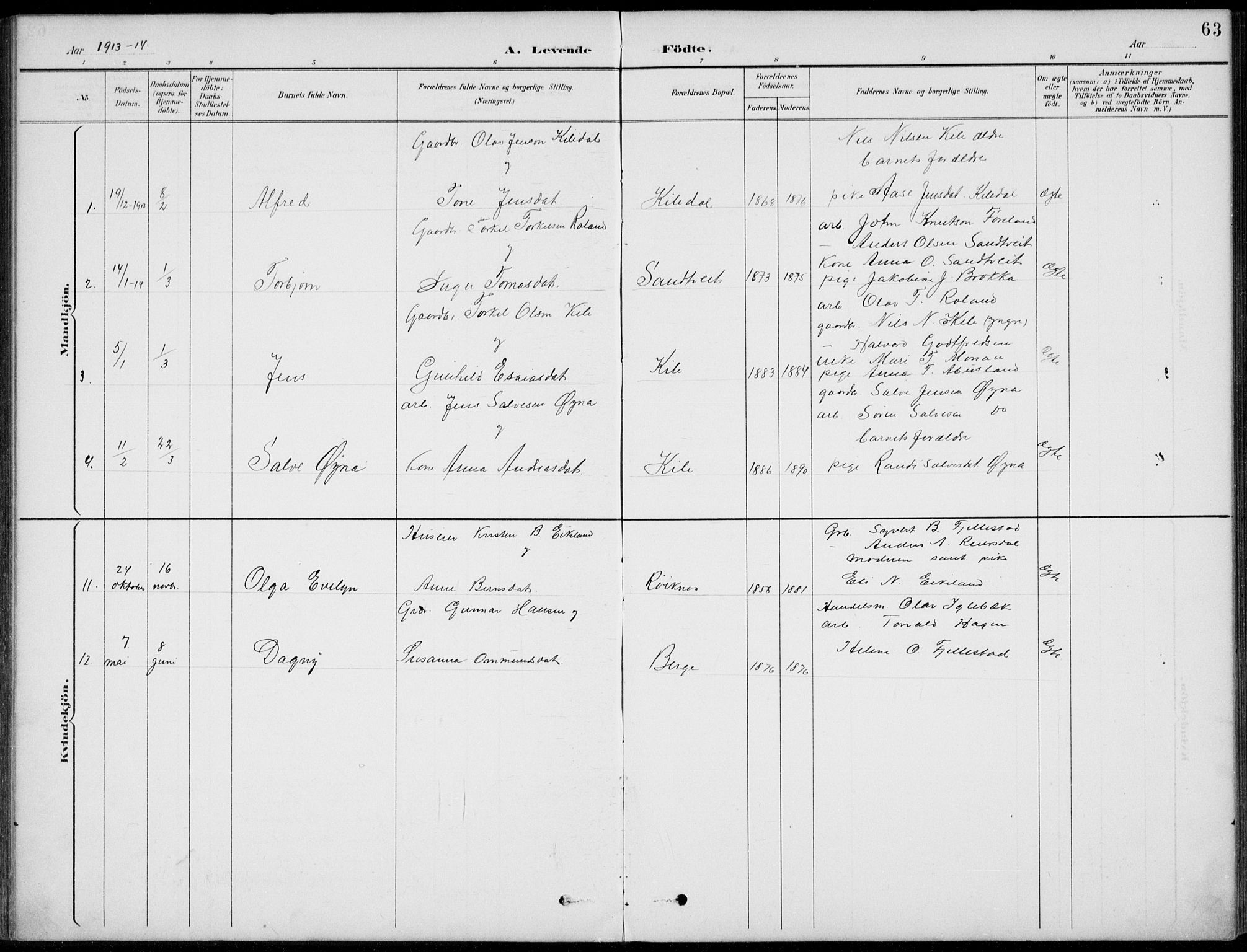 Vennesla sokneprestkontor, SAK/1111-0045/Fb/Fba/L0003: Parish register (copy) no. B 3, 1890-1919, p. 63