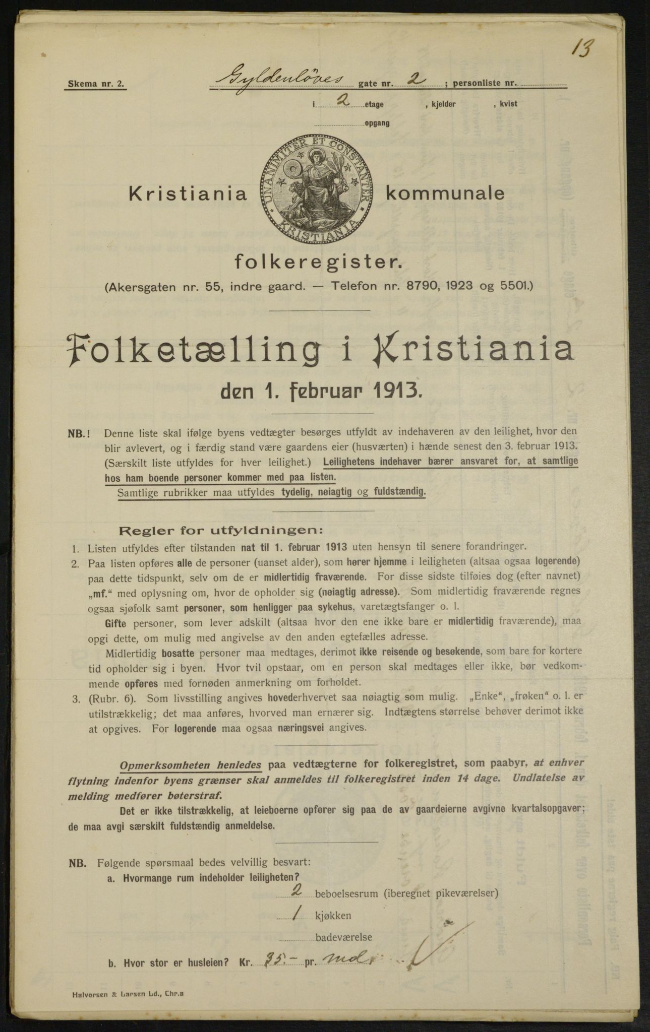 OBA, Municipal Census 1913 for Kristiania, 1913, p. 32523