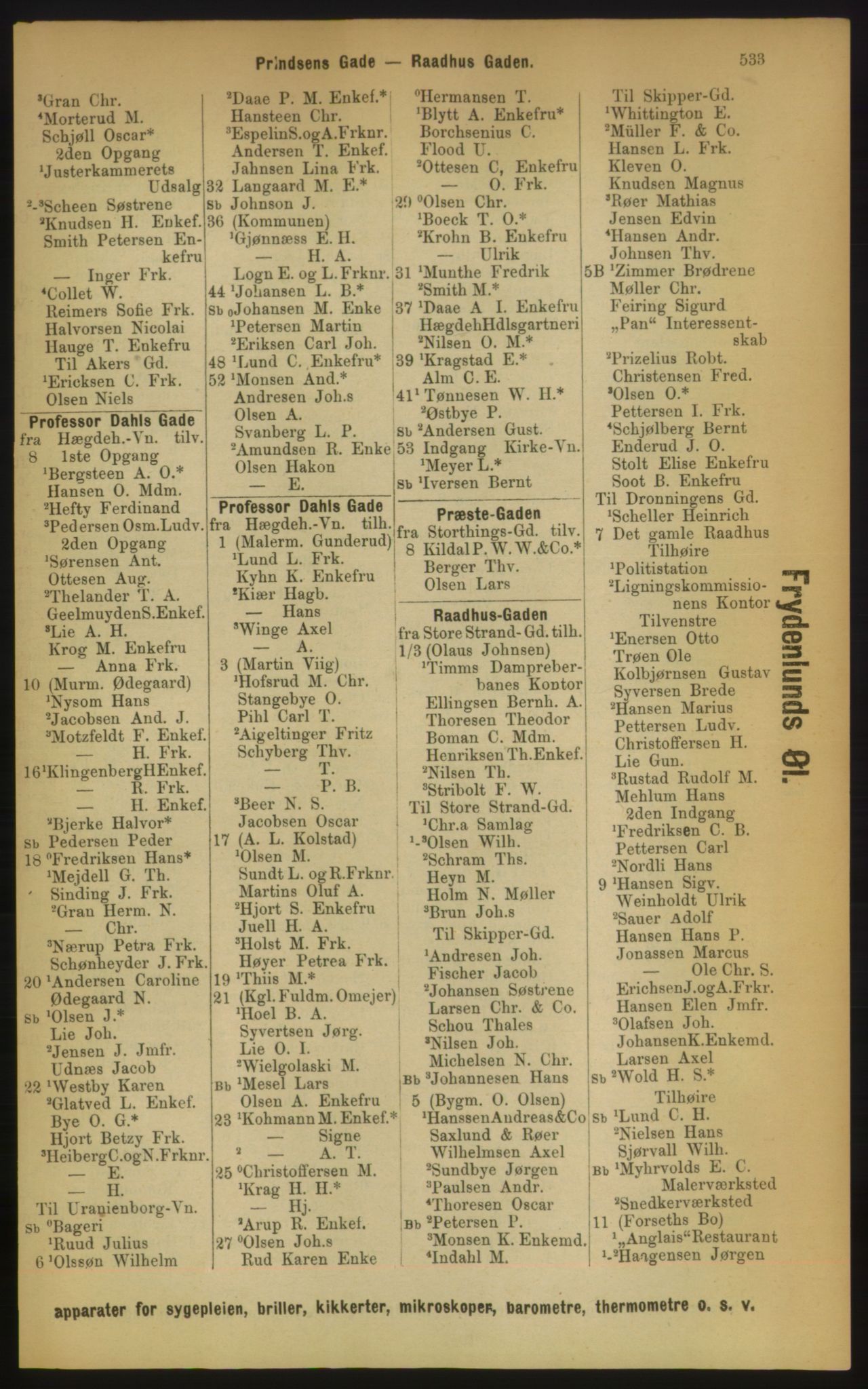 Kristiania/Oslo adressebok, PUBL/-, 1889, p. 533