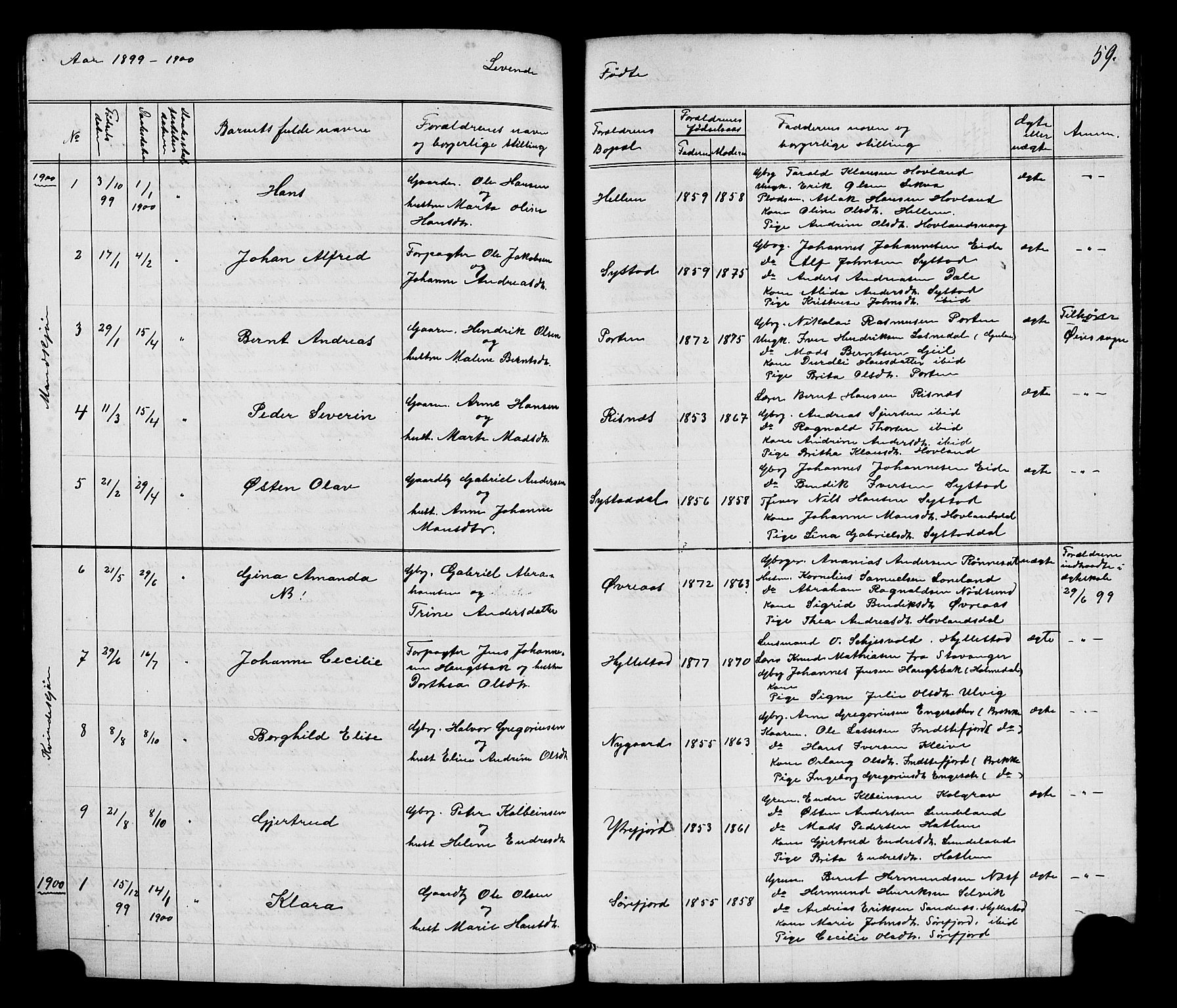 Hyllestad sokneprestembete, SAB/A-80401: Parish register (copy) no. A 2, 1876-1906, p. 59