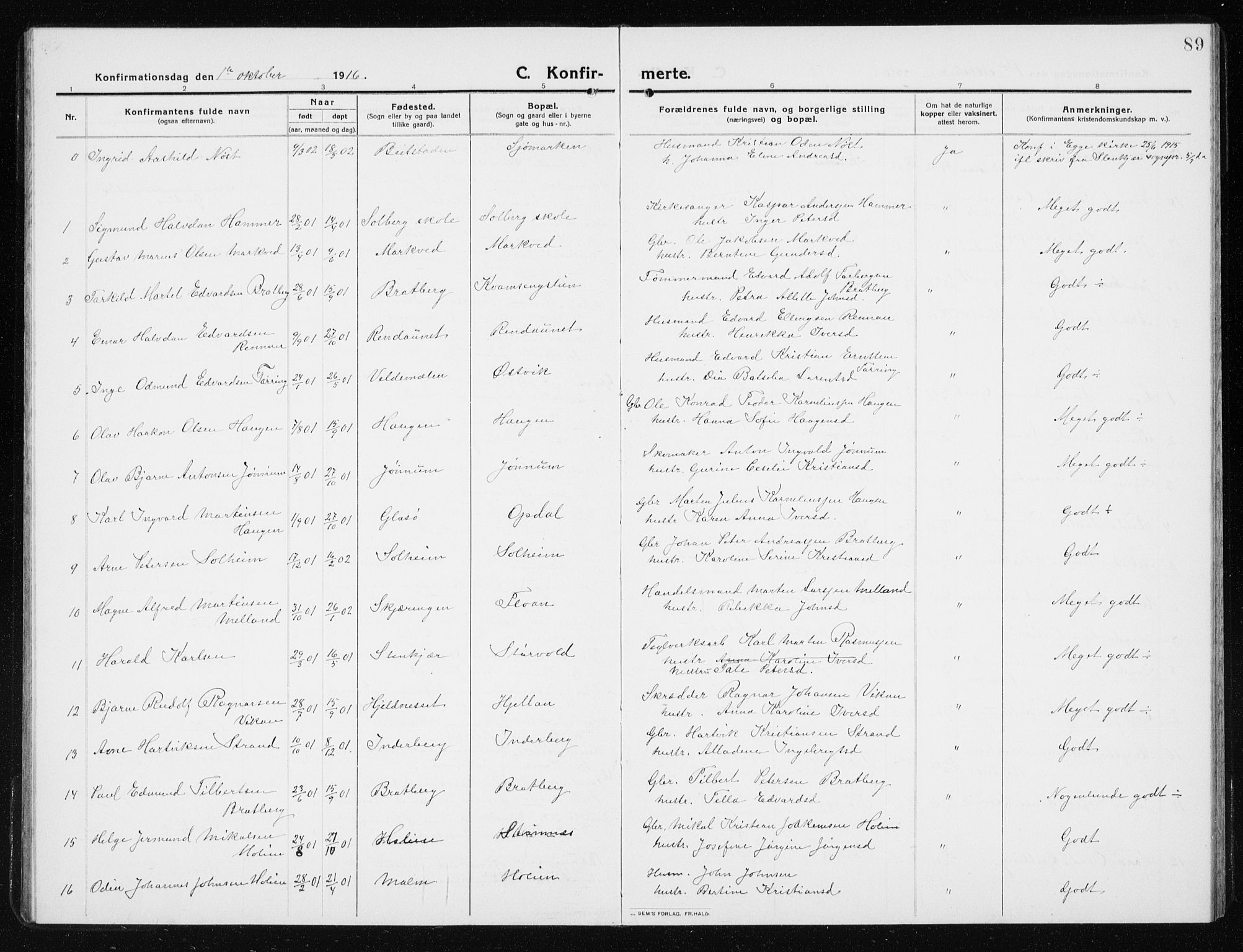 Ministerialprotokoller, klokkerbøker og fødselsregistre - Nord-Trøndelag, SAT/A-1458/741/L0402: Parish register (copy) no. 741C03, 1911-1926, p. 89