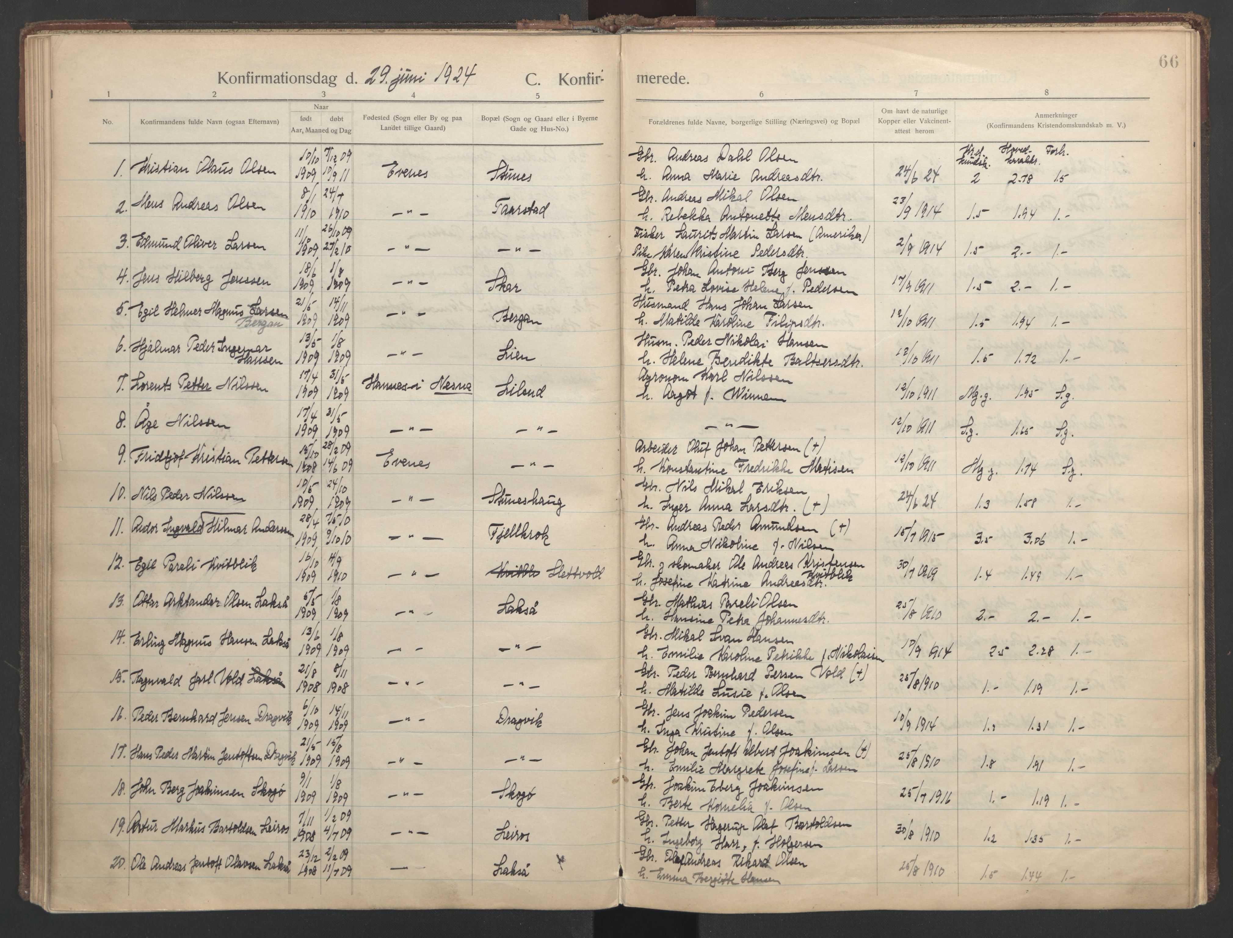 Ministerialprotokoller, klokkerbøker og fødselsregistre - Nordland, AV/SAT-A-1459/863/L0901: Parish register (official) no. 863A13, 1906-1934, p. 66