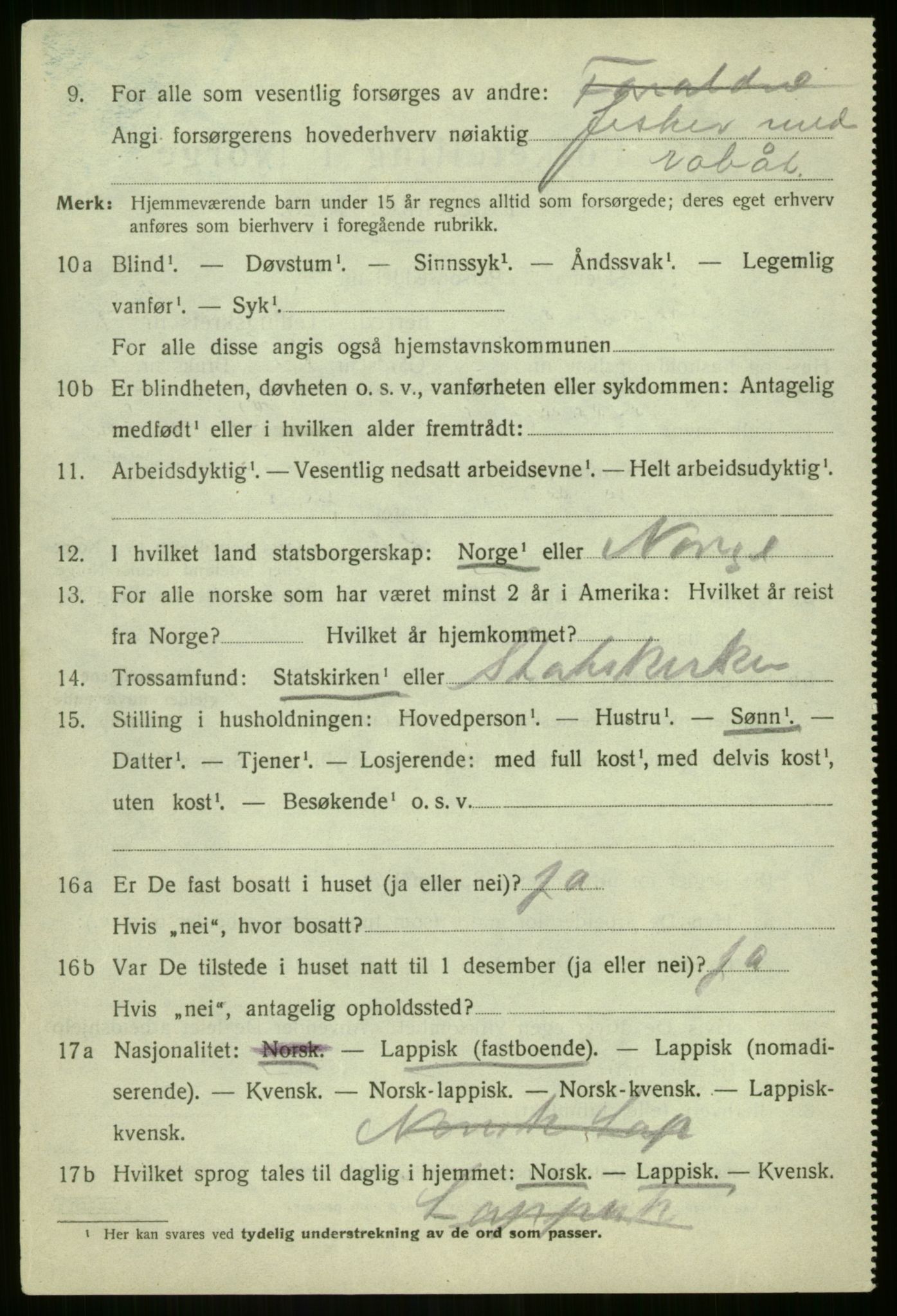 SATØ, 1920 census for Lyngen, 1920, p. 4070