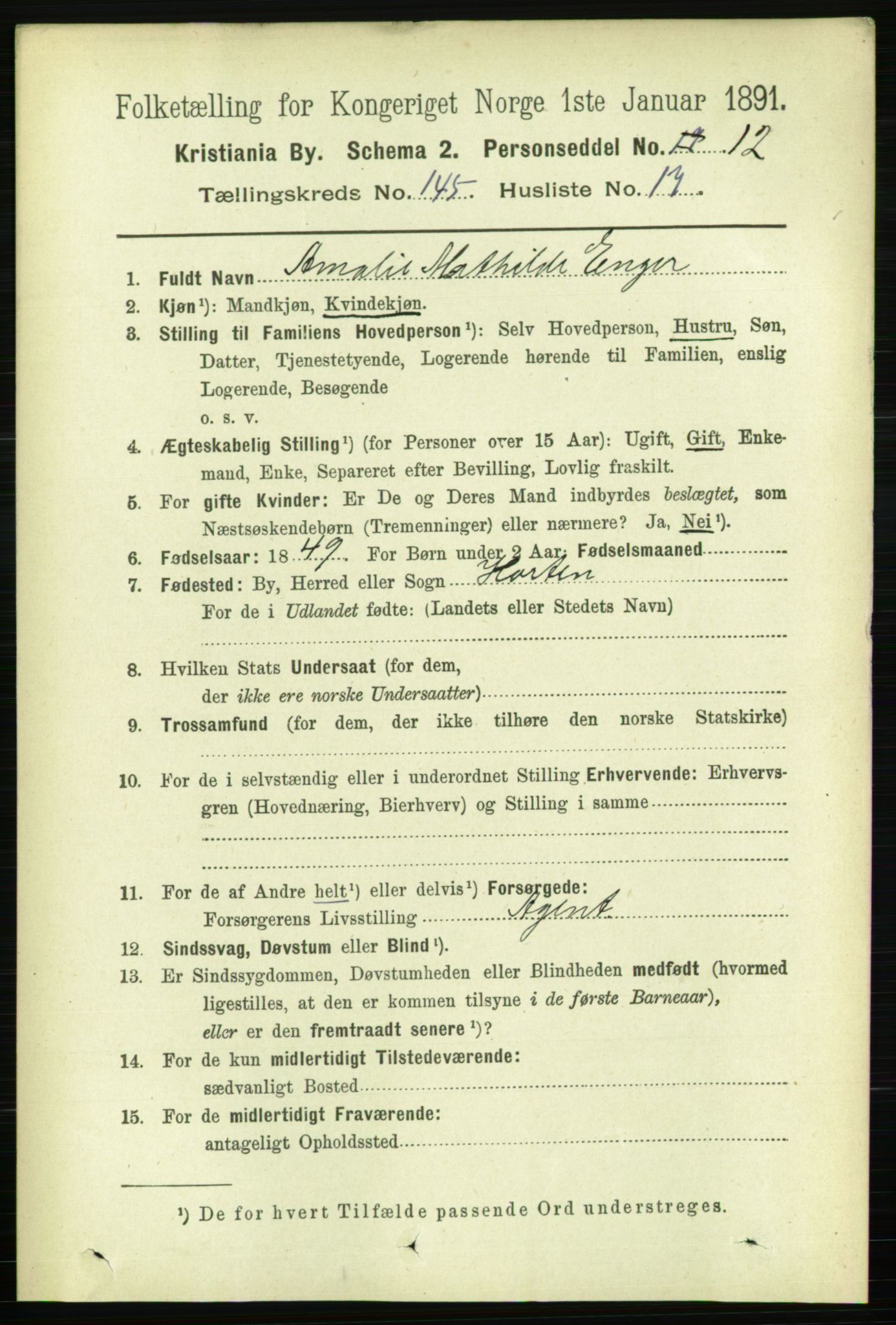 RA, 1891 census for 0301 Kristiania, 1891, p. 79890