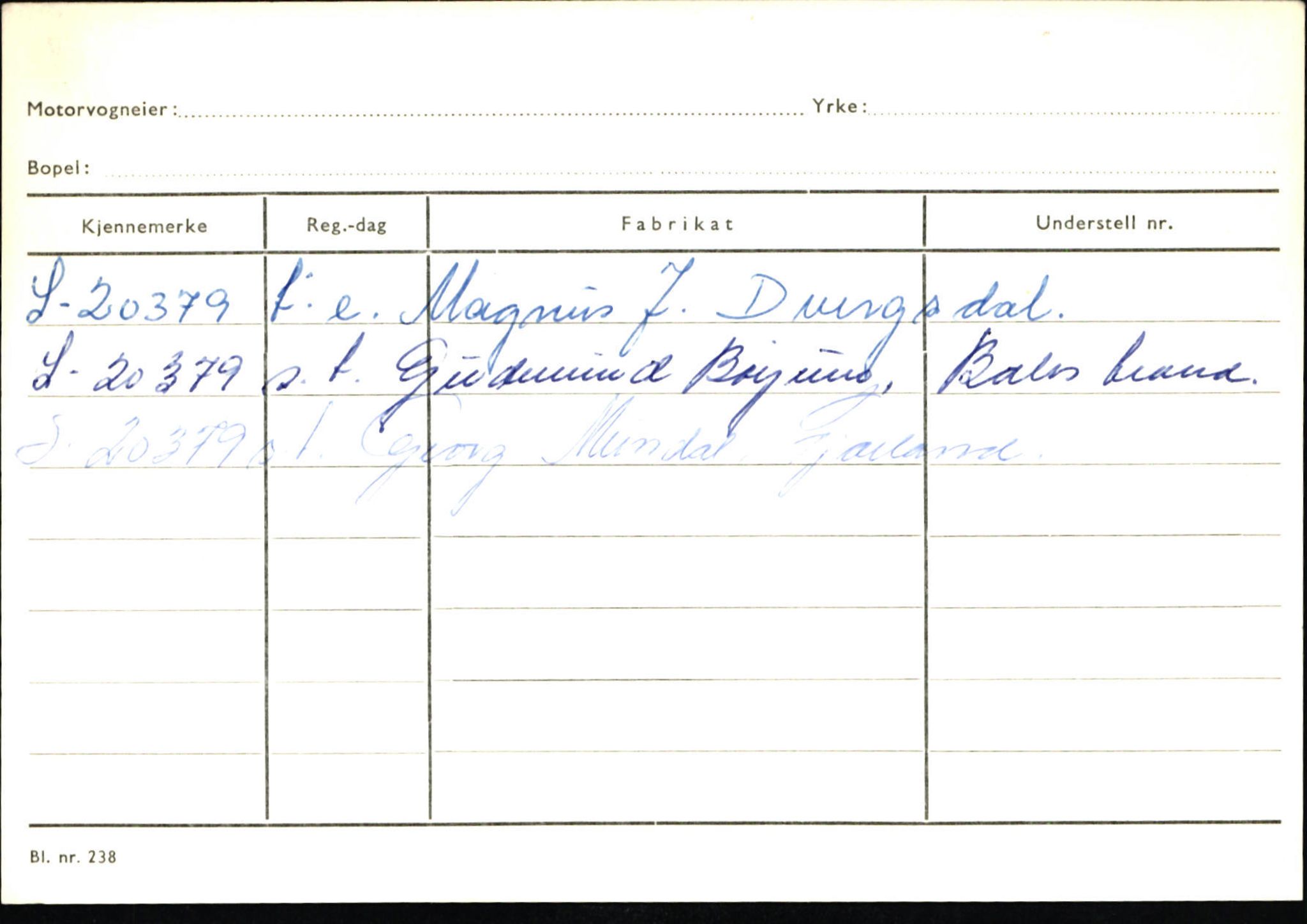 Statens vegvesen, Sogn og Fjordane vegkontor, AV/SAB-A-5301/4/F/L0132: Eigarregister Askvoll A-Å. Balestrand A-Å, 1945-1975, p. 1606