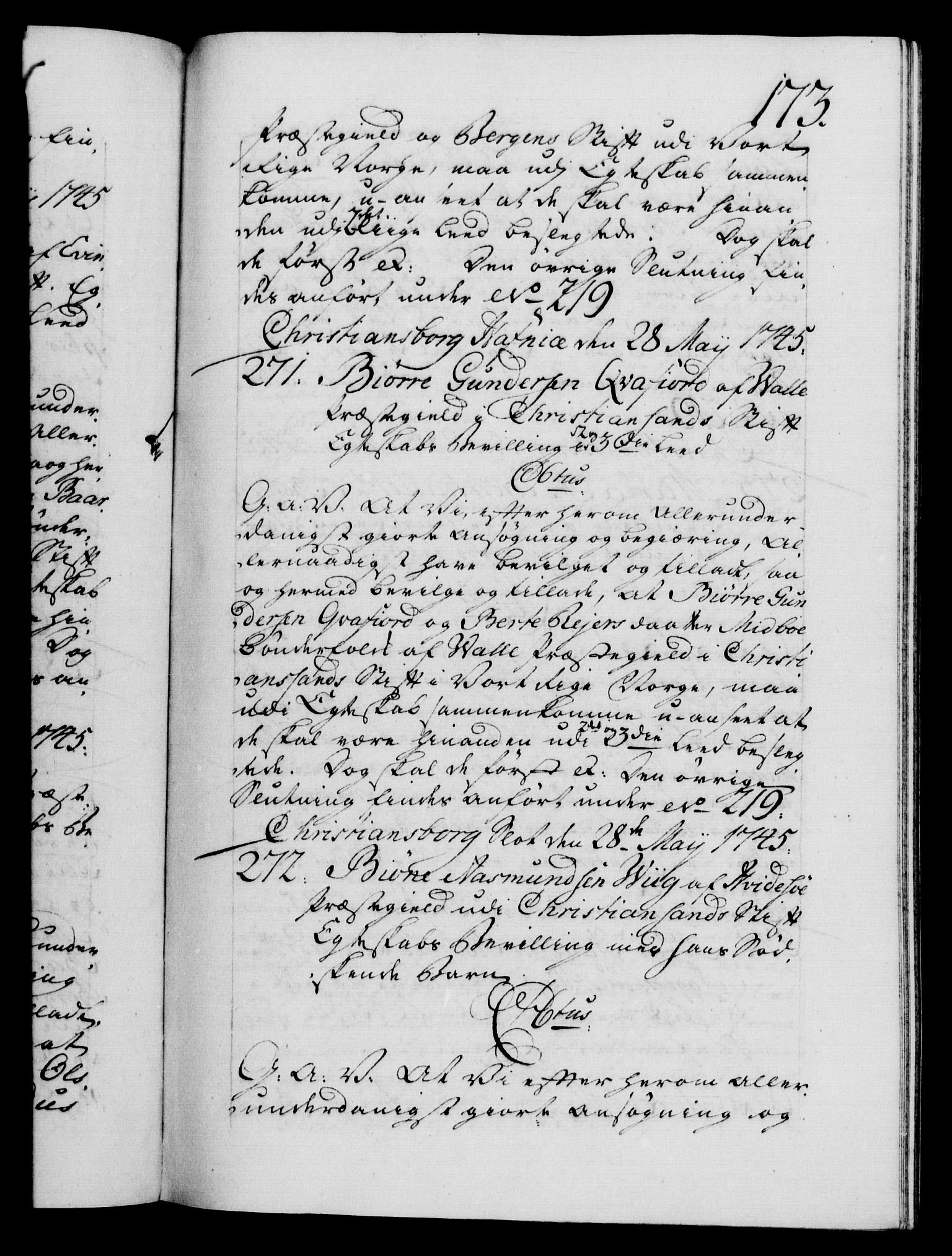 Danske Kanselli 1572-1799, AV/RA-EA-3023/F/Fc/Fca/Fcaa/L0034: Norske registre, 1745-1746, p. 173a