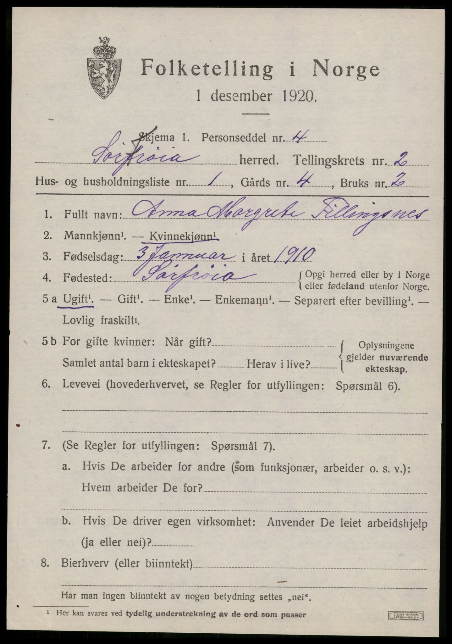 SAT, 1920 census for Sør-Frøya, 1920, p. 1919