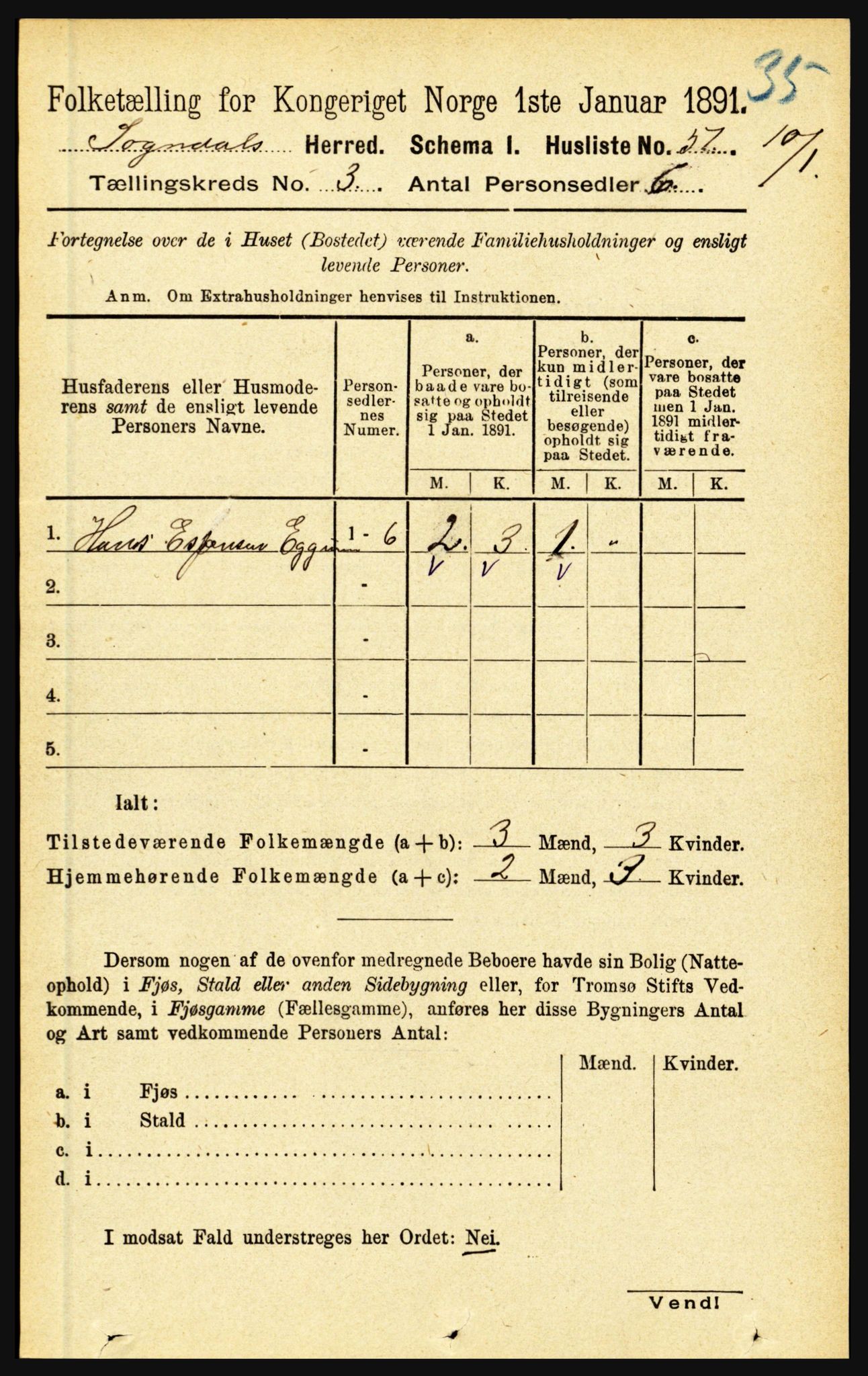 RA, 1891 census for 1420 Sogndal, 1891, p. 1469