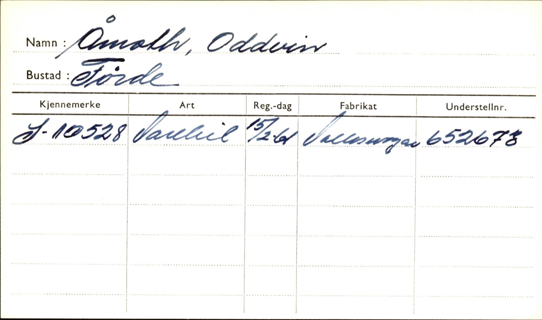 Statens vegvesen, Sogn og Fjordane vegkontor, AV/SAB-A-5301/4/F/L0002: Eigarregister Fjordane til 1.6.1961, 1930-1961, p. 799