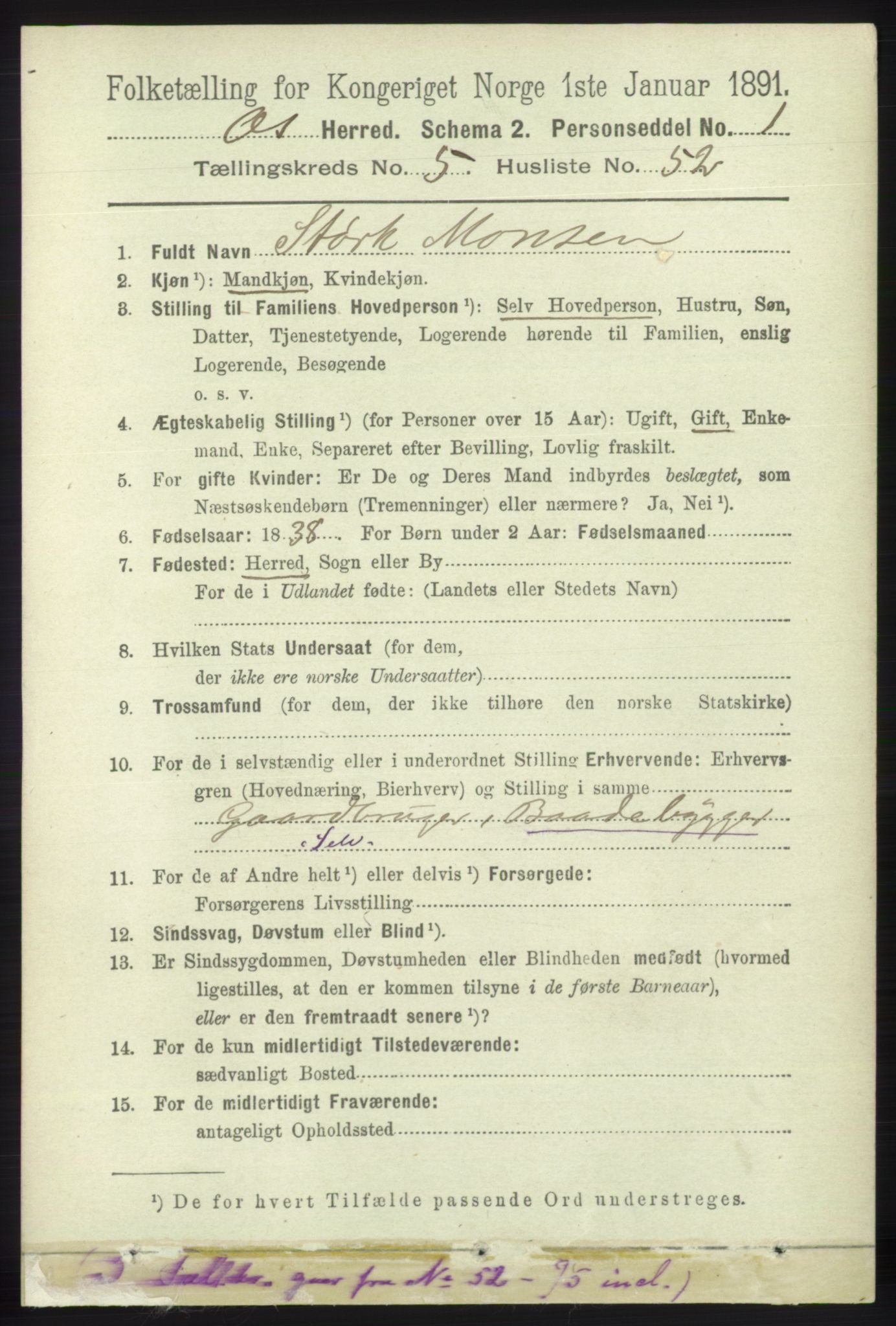 RA, 1891 census for 1243 Os, 1891, p. 1245