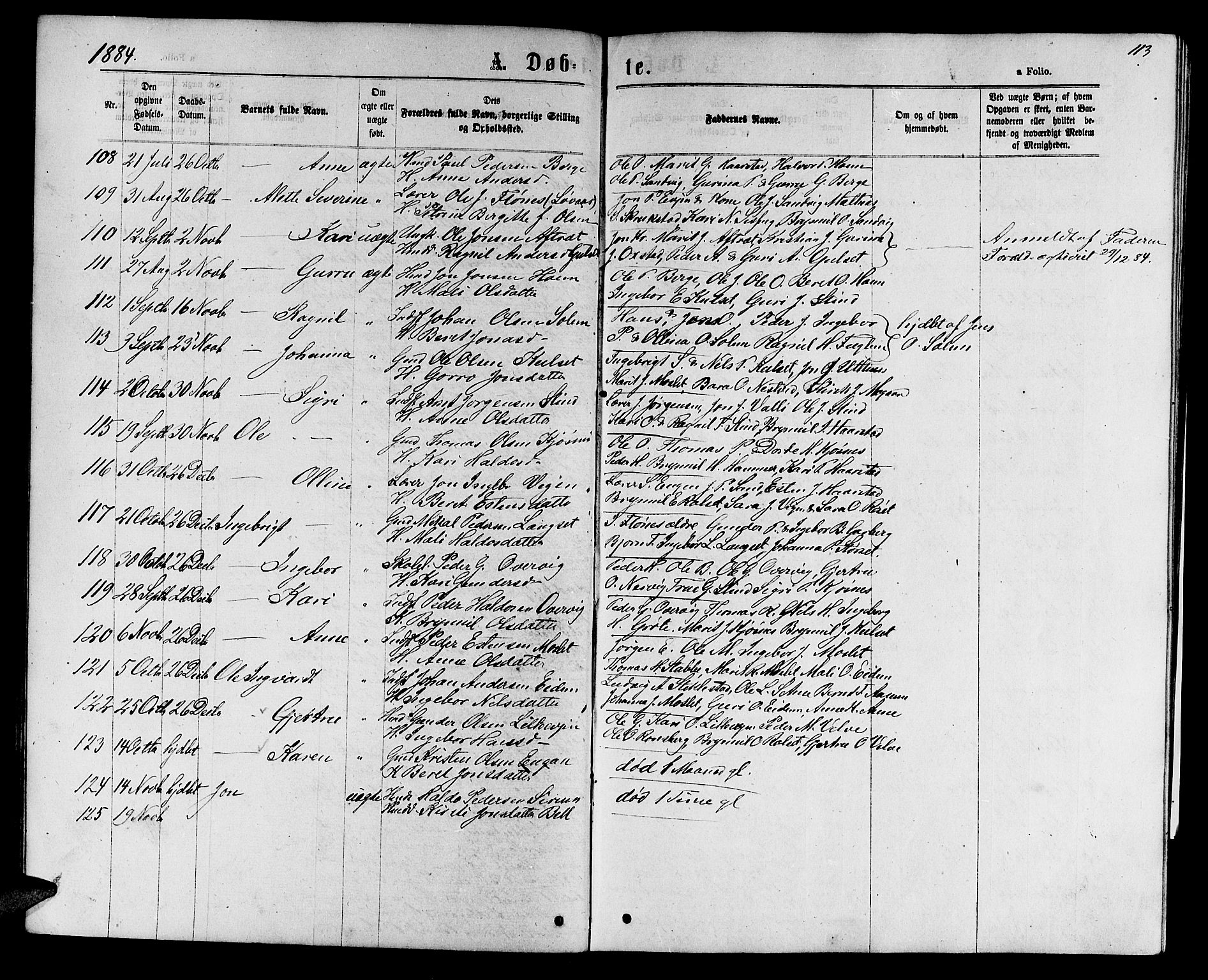 Ministerialprotokoller, klokkerbøker og fødselsregistre - Sør-Trøndelag, SAT/A-1456/695/L1156: Parish register (copy) no. 695C07, 1869-1888, p. 113
