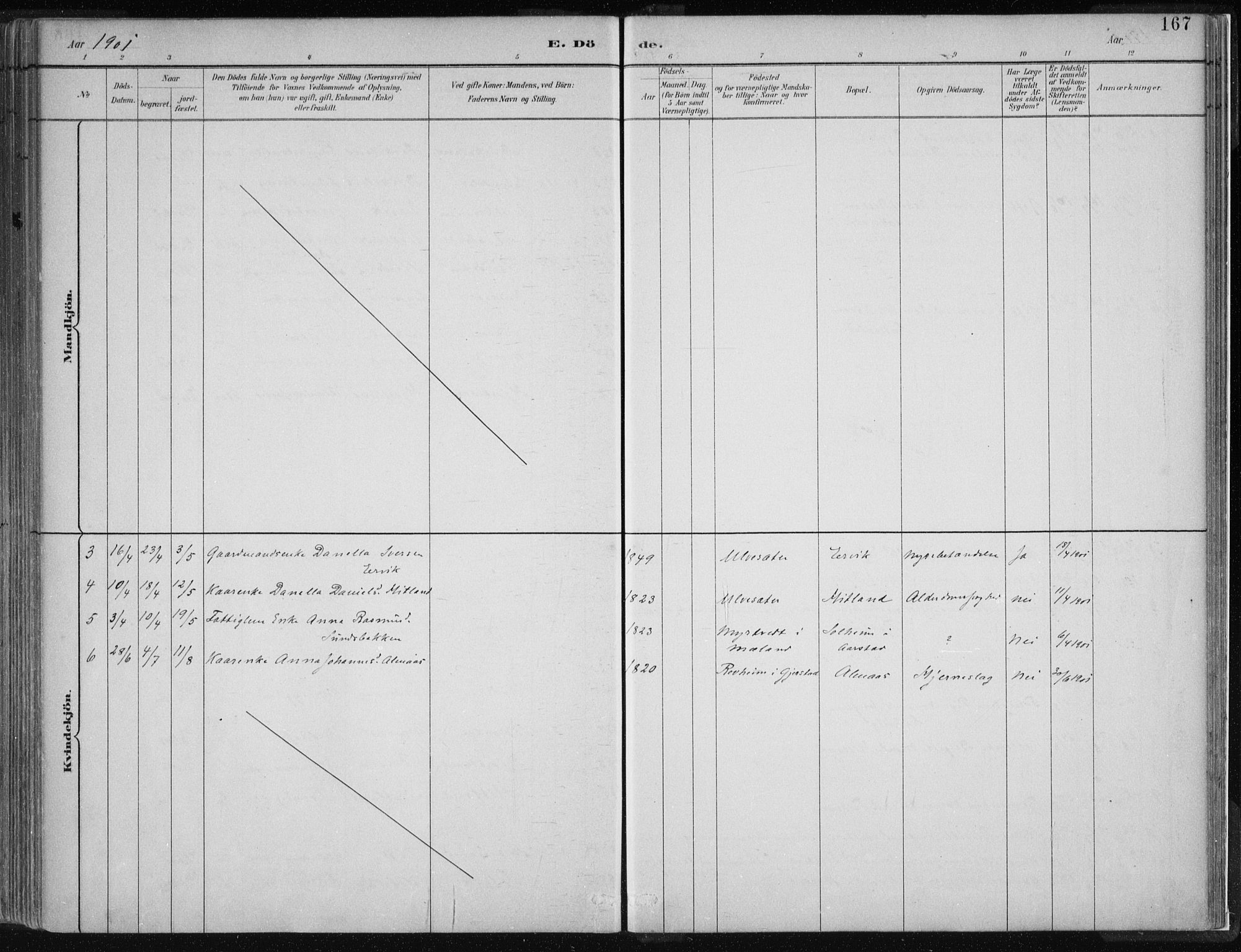 Hamre sokneprestembete, AV/SAB-A-75501/H/Ha/Haa/Haad/L0001: Parish register (official) no. D  1, 1882-1906, p. 167