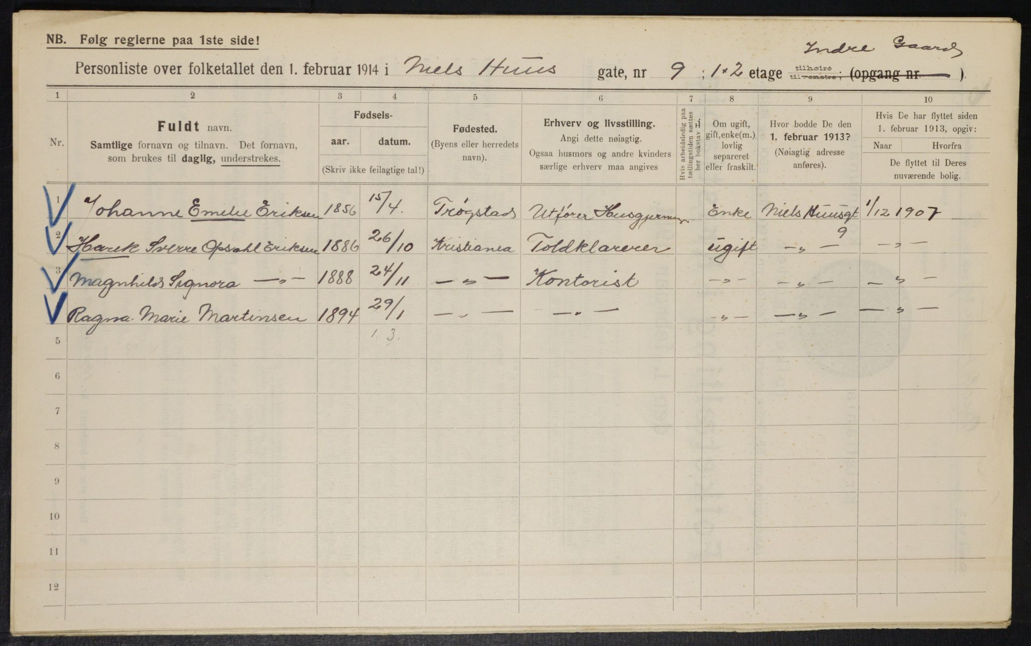 OBA, Municipal Census 1914 for Kristiania, 1914, p. 70958