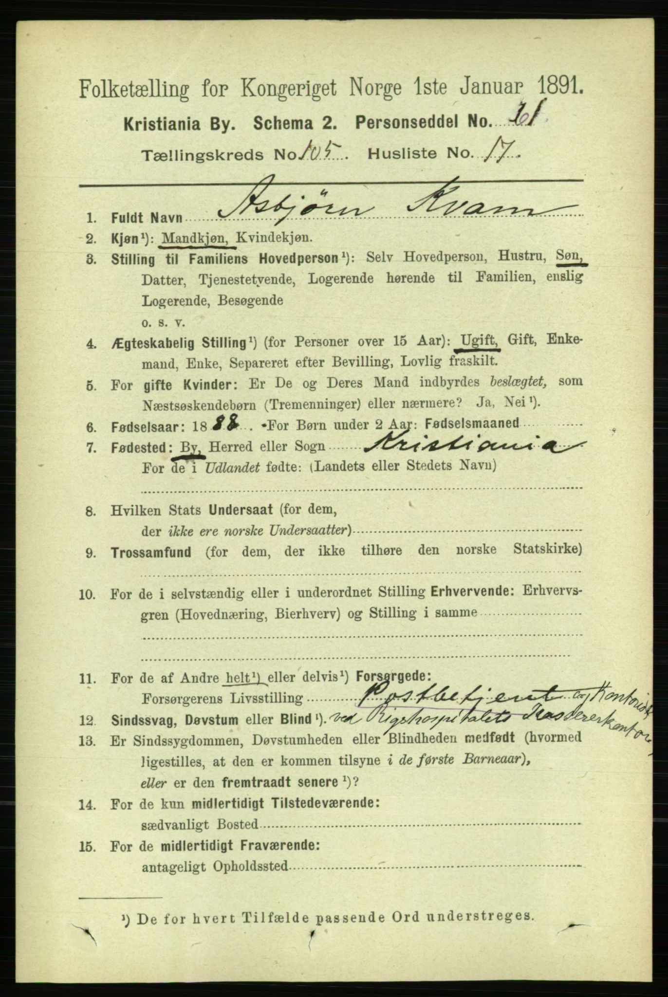 RA, 1891 census for 0301 Kristiania, 1891, p. 53544