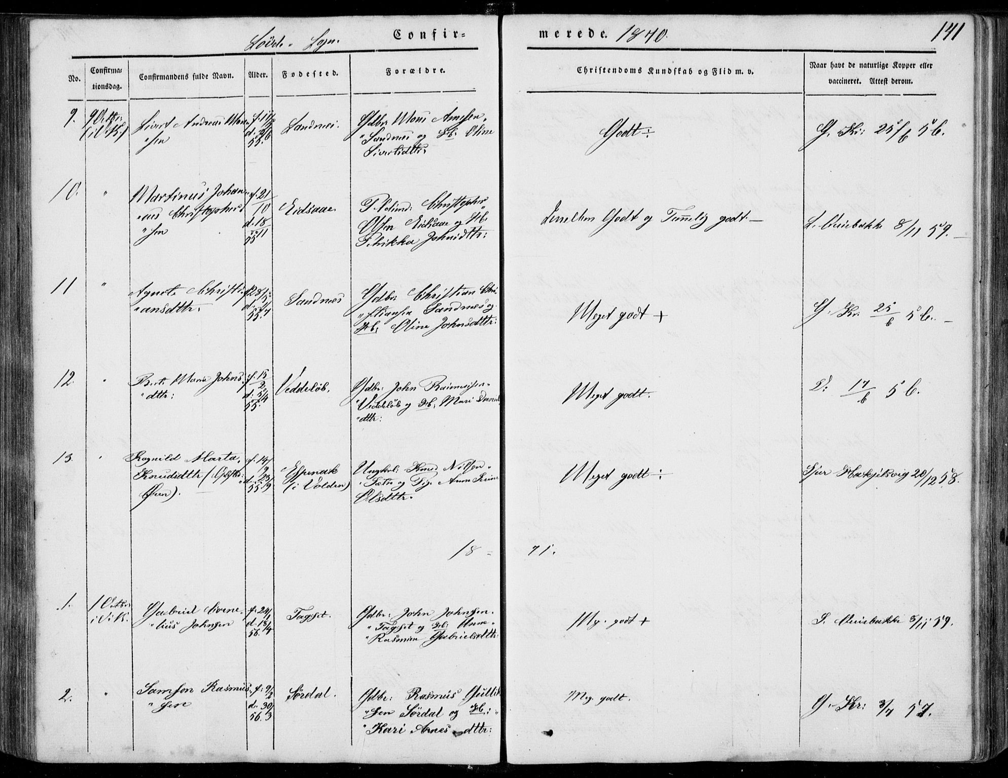 Ministerialprotokoller, klokkerbøker og fødselsregistre - Møre og Romsdal, AV/SAT-A-1454/502/L0023: Parish register (official) no. 502A01, 1844-1873, p. 141