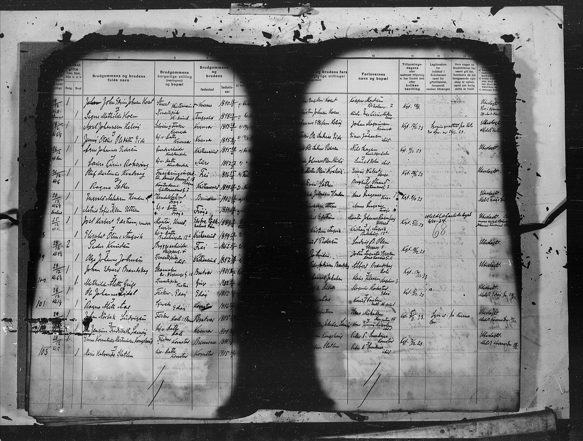 Kristiansund sokneprestkontor, AV/SAT-A-1068/1/I/I1: Parish register (official) no. 7d, 1917-1931, p. 68