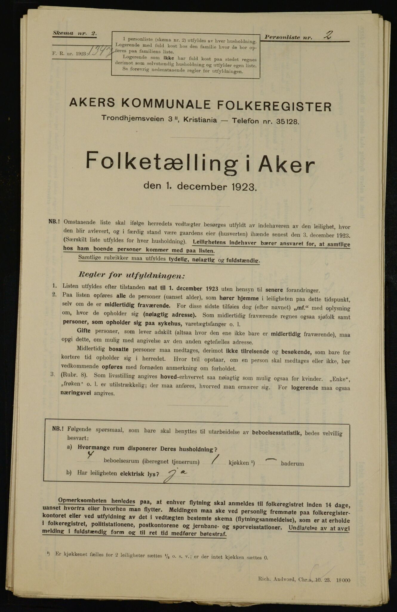 , Municipal Census 1923 for Aker, 1923, p. 44366