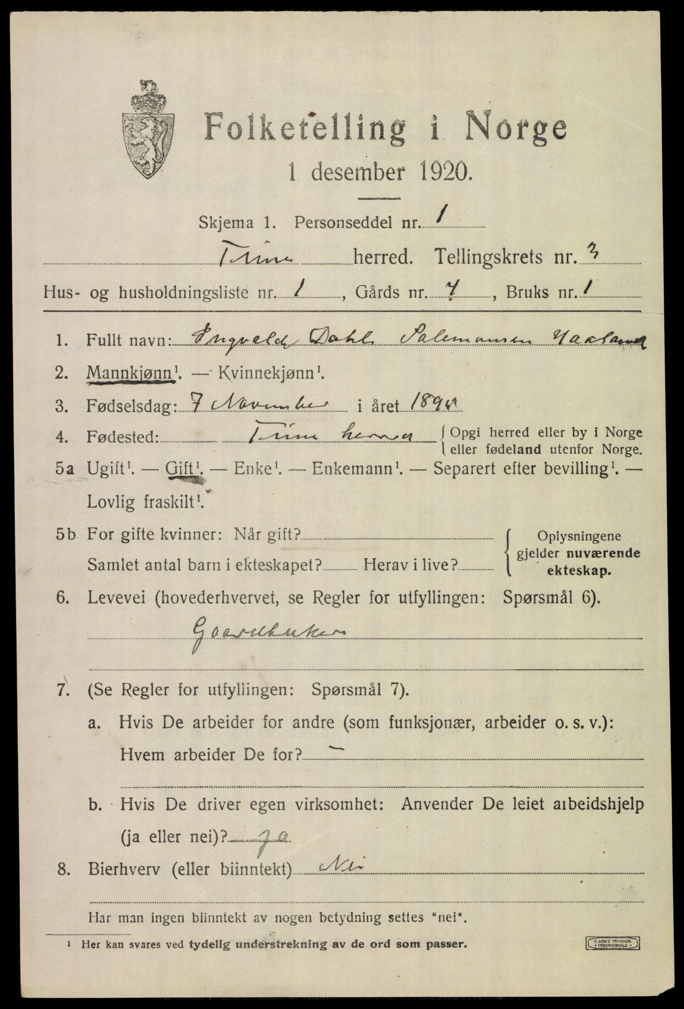 SAST, 1920 census for Time, 1920, p. 3925