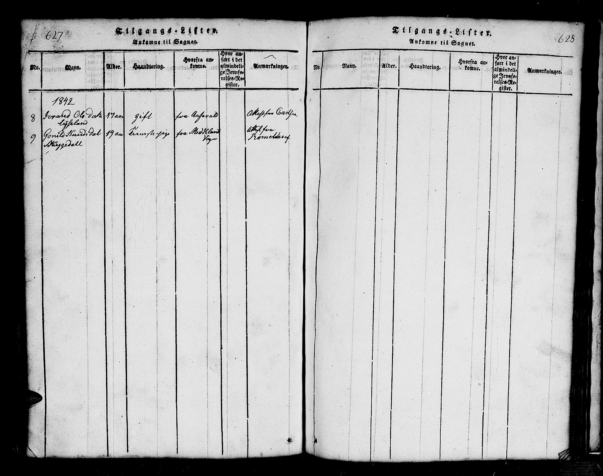 Bygland sokneprestkontor, SAK/1111-0006/F/Fb/Fbb/L0001: Parish register (copy) no. B 1, 1816-1843, p. 626-627