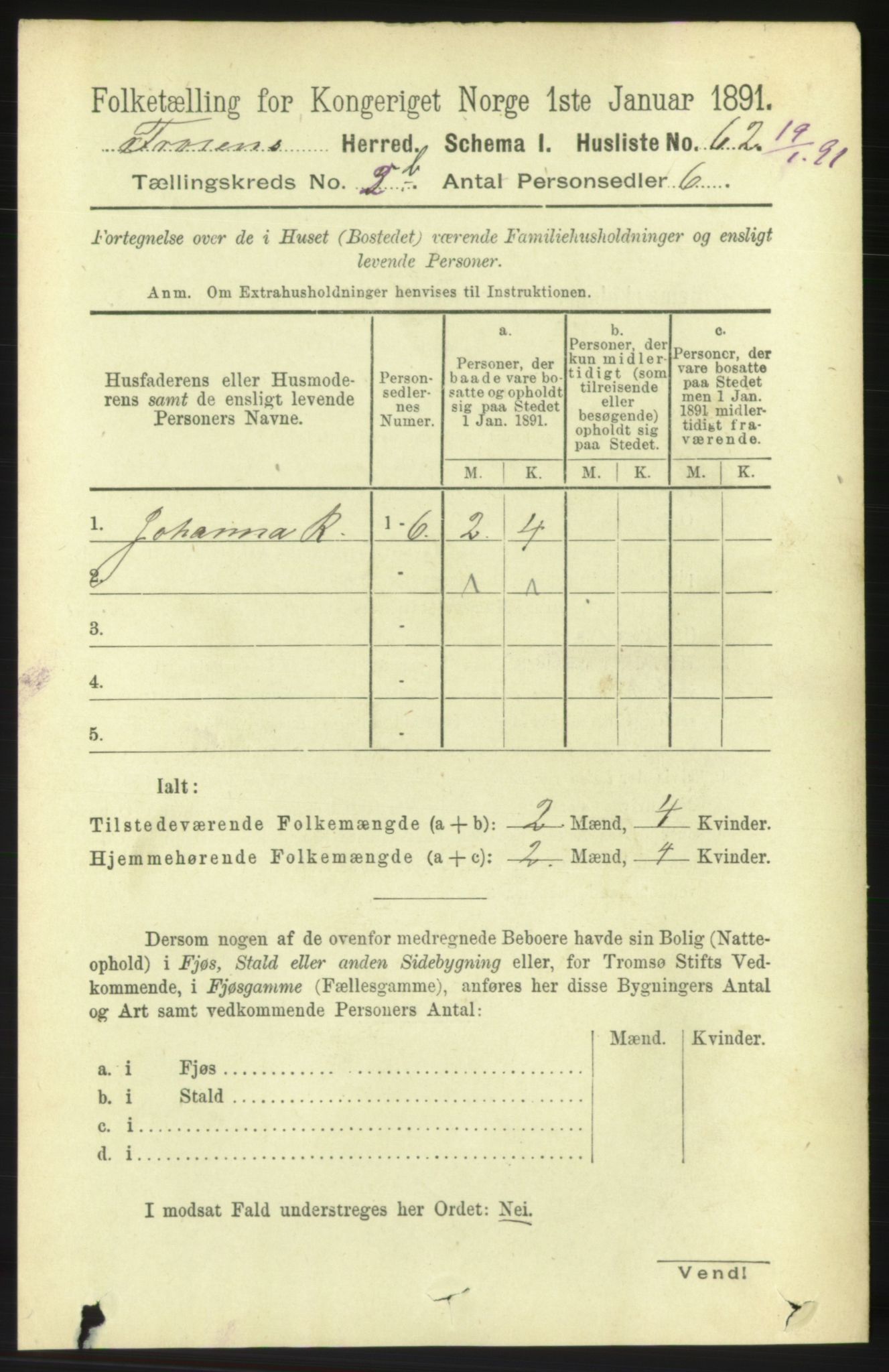 RA, 1891 census for 1619 Frøya, 1891, p. 1393