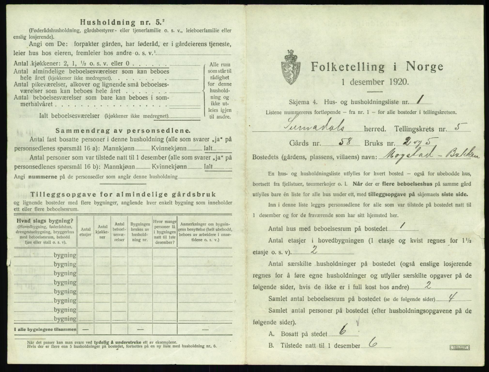 SAT, 1920 census for Surnadal, 1920, p. 503