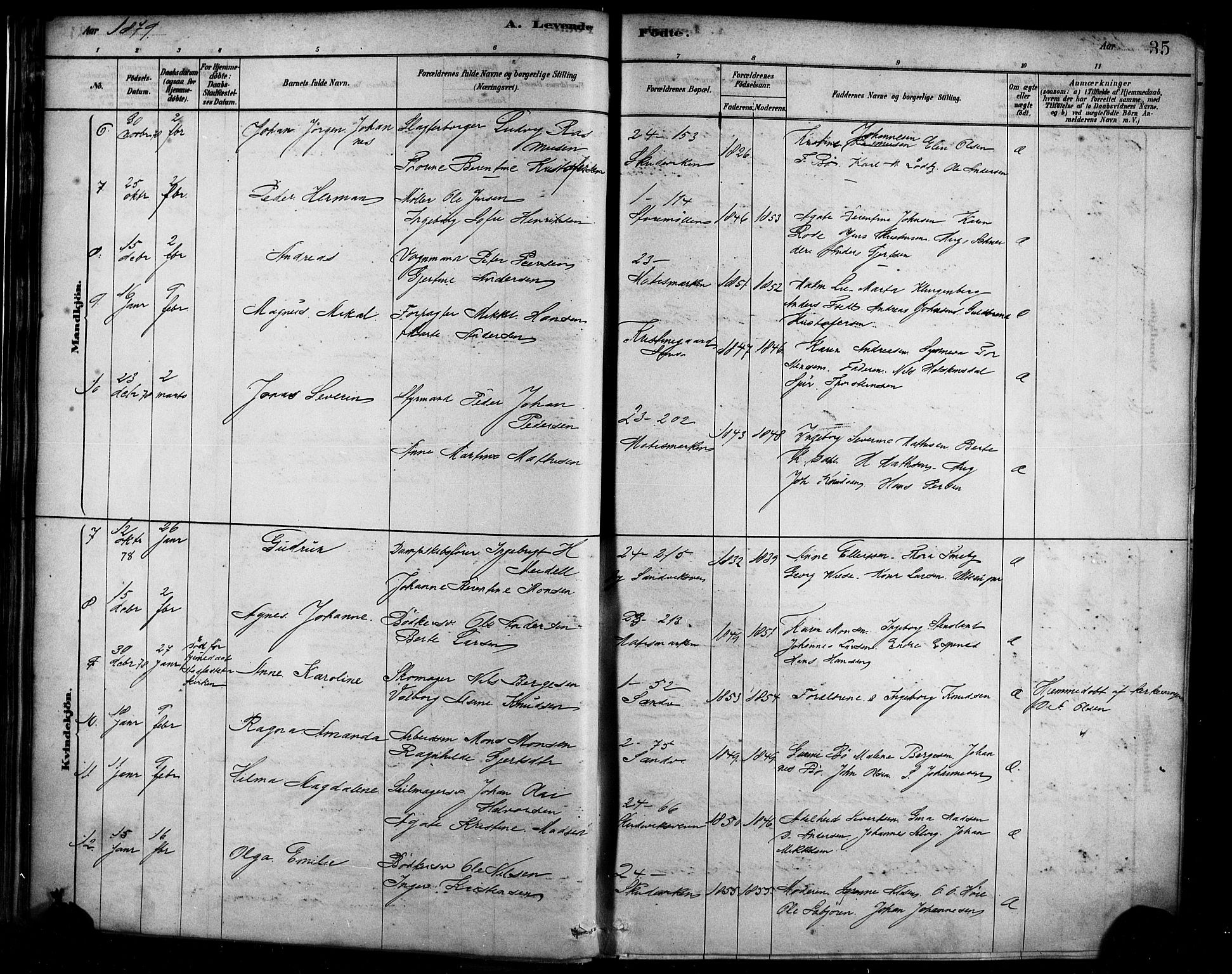 Sandviken Sokneprestembete, AV/SAB-A-77601/H/Ha/L0004: Parish register (official) no. B 1, 1878-1891, p. 35