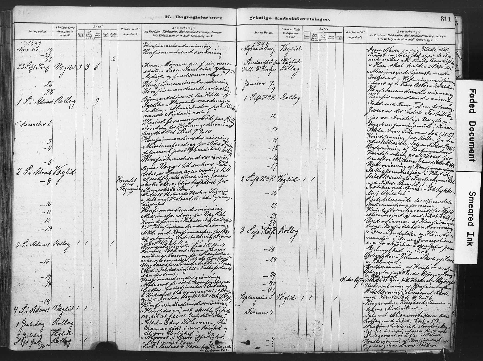 Rollag kirkebøker, SAKO/A-240/F/Fa/L0011: Parish register (official) no. I 11, 1878-1902, p. 311