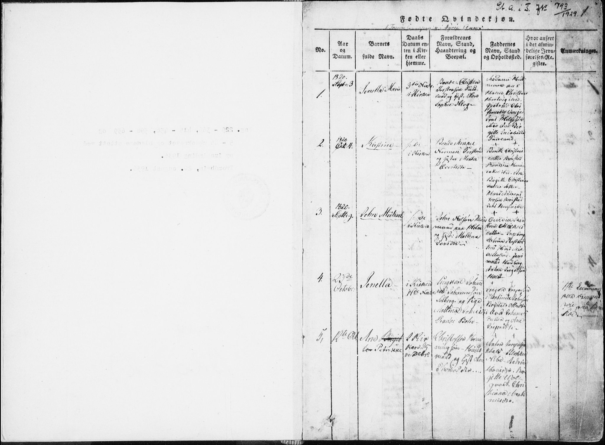 Tranøy sokneprestkontor, SATØ/S-1313/I/Ia/Iaa/L0004kirke: Parish register (official) no. 4, 1820-1829, p. 0-1