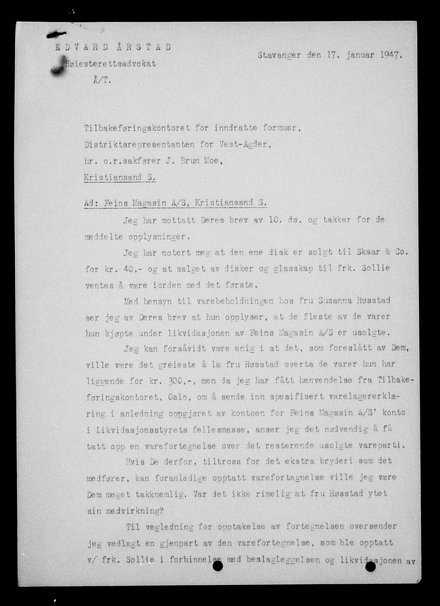 Justisdepartementet, Tilbakeføringskontoret for inndratte formuer, AV/RA-S-1564/H/Hc/Hcd/L0995: --, 1945-1947, p. 313