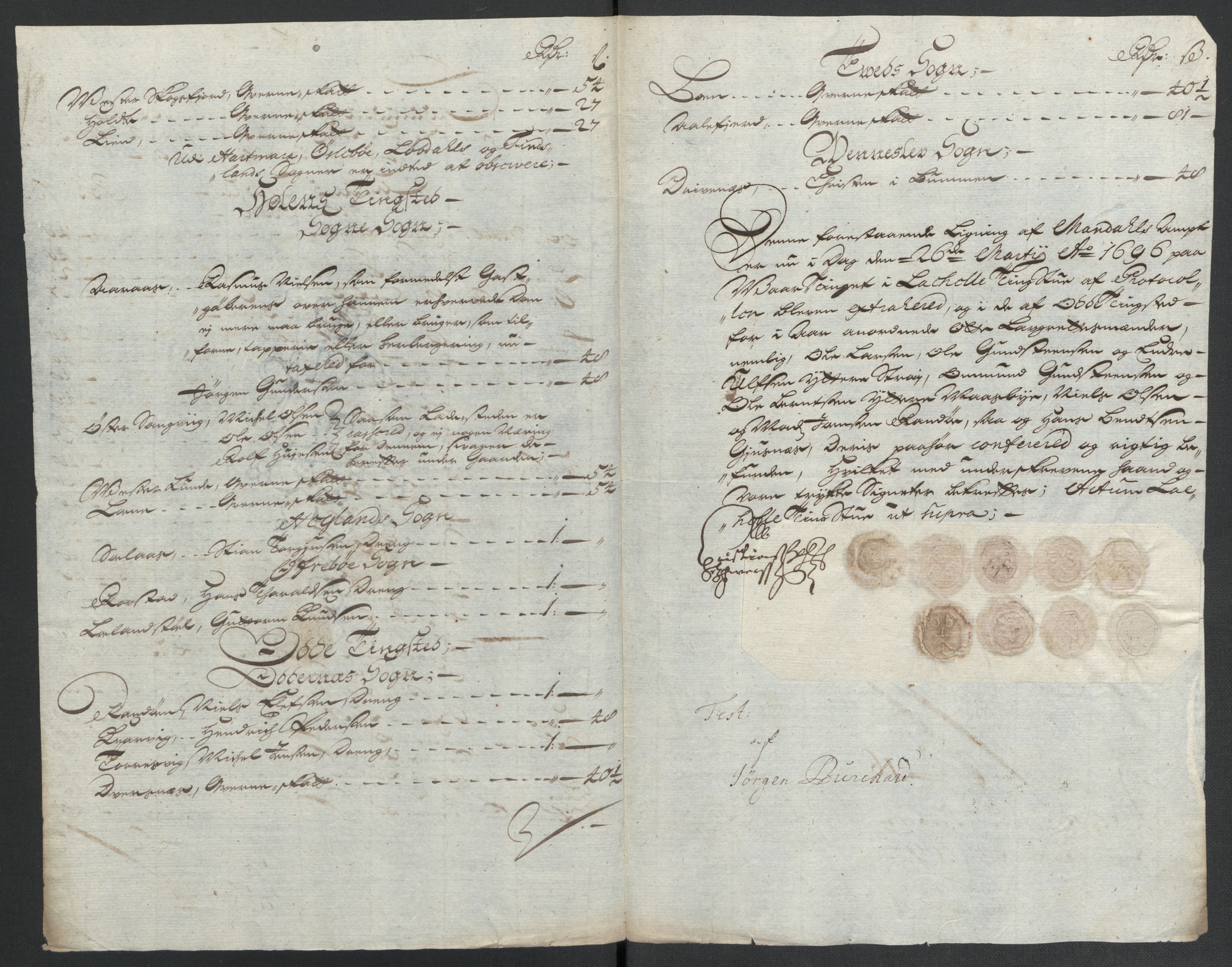 Rentekammeret inntil 1814, Reviderte regnskaper, Fogderegnskap, RA/EA-4092/R43/L2546: Fogderegnskap Lista og Mandal, 1696-1697, p. 86