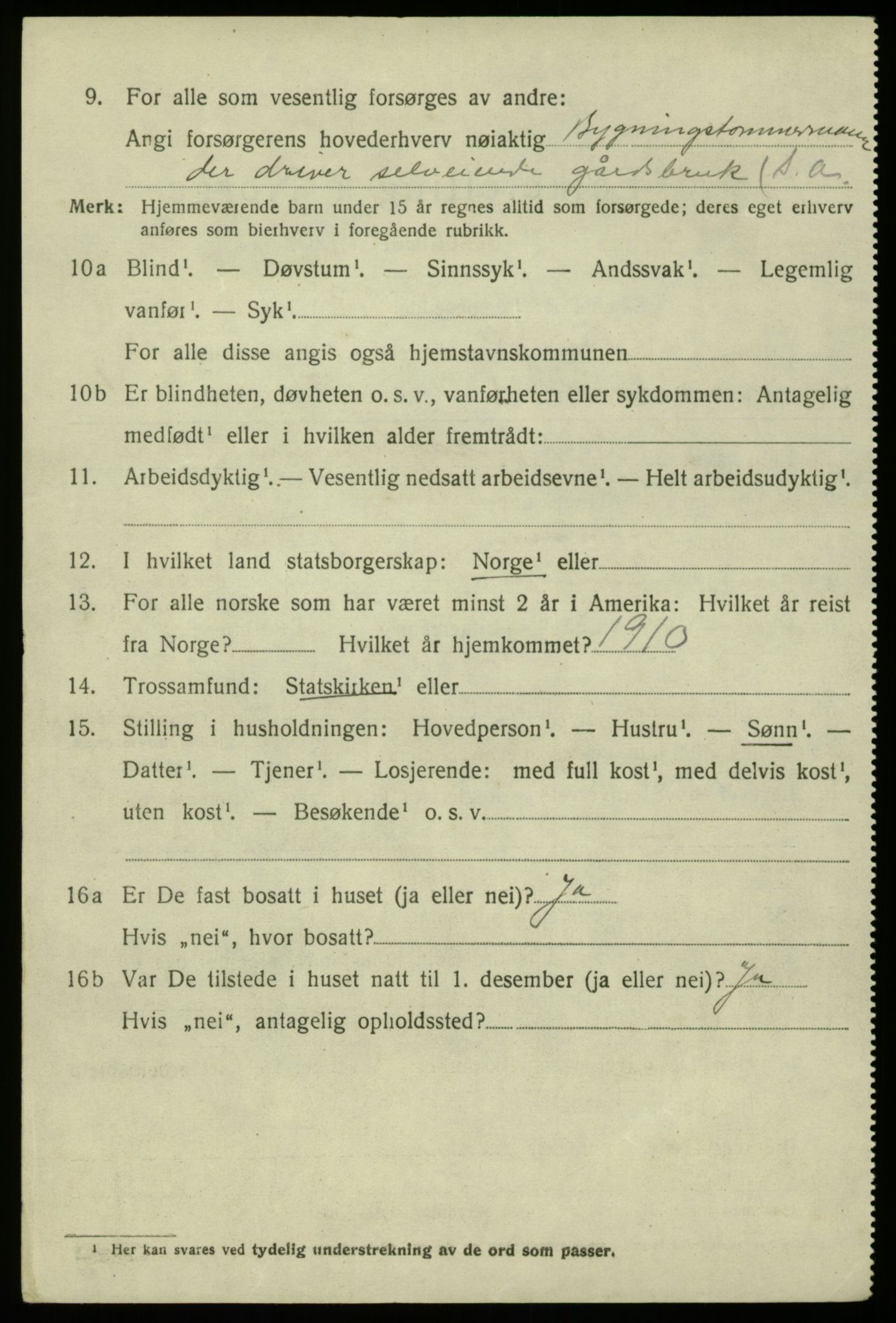 SAB, 1920 census for Hosanger, 1920, p. 3354