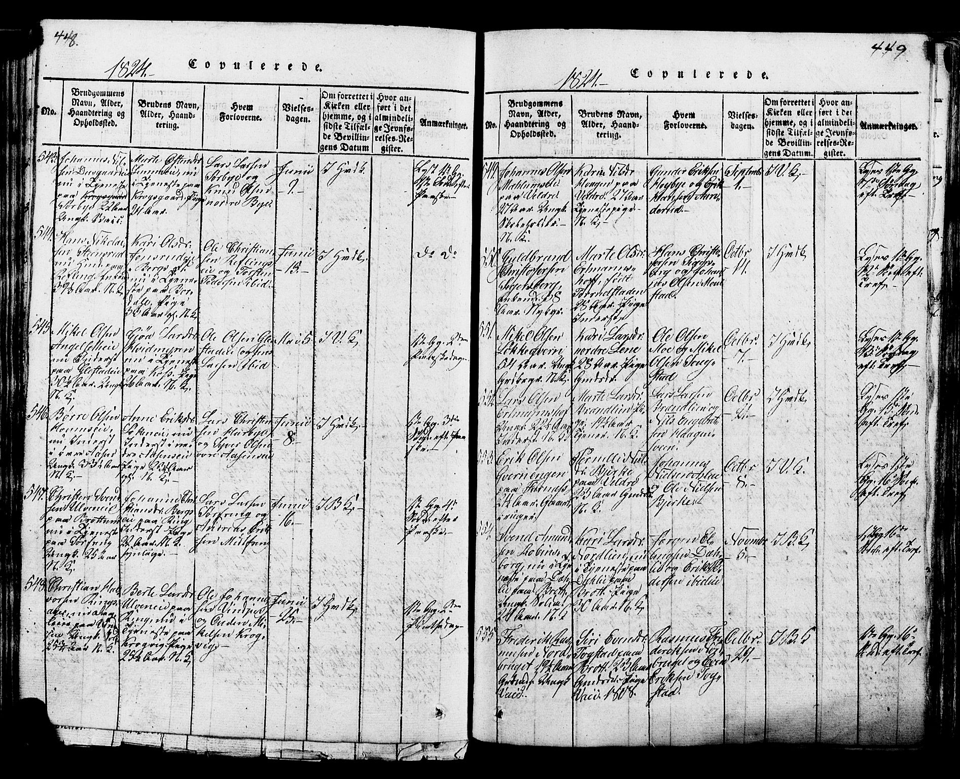 Ringsaker prestekontor, AV/SAH-PREST-014/K/Ka/L0005: Parish register (official) no. 5, 1814-1826, p. 448-449