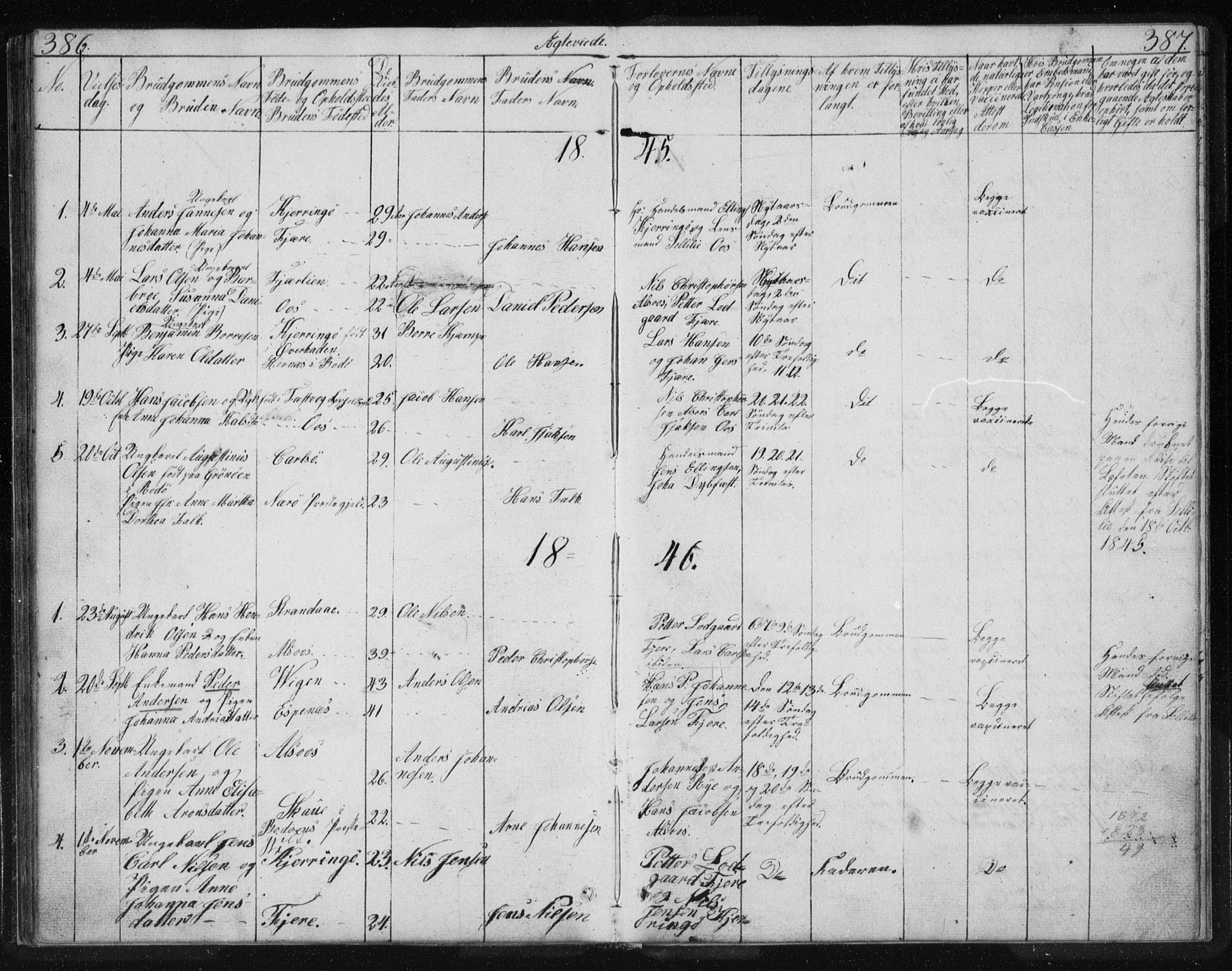 Ministerialprotokoller, klokkerbøker og fødselsregistre - Nordland, AV/SAT-A-1459/803/L0074: Parish register (copy) no. 803C01, 1845-1866, p. 386-387