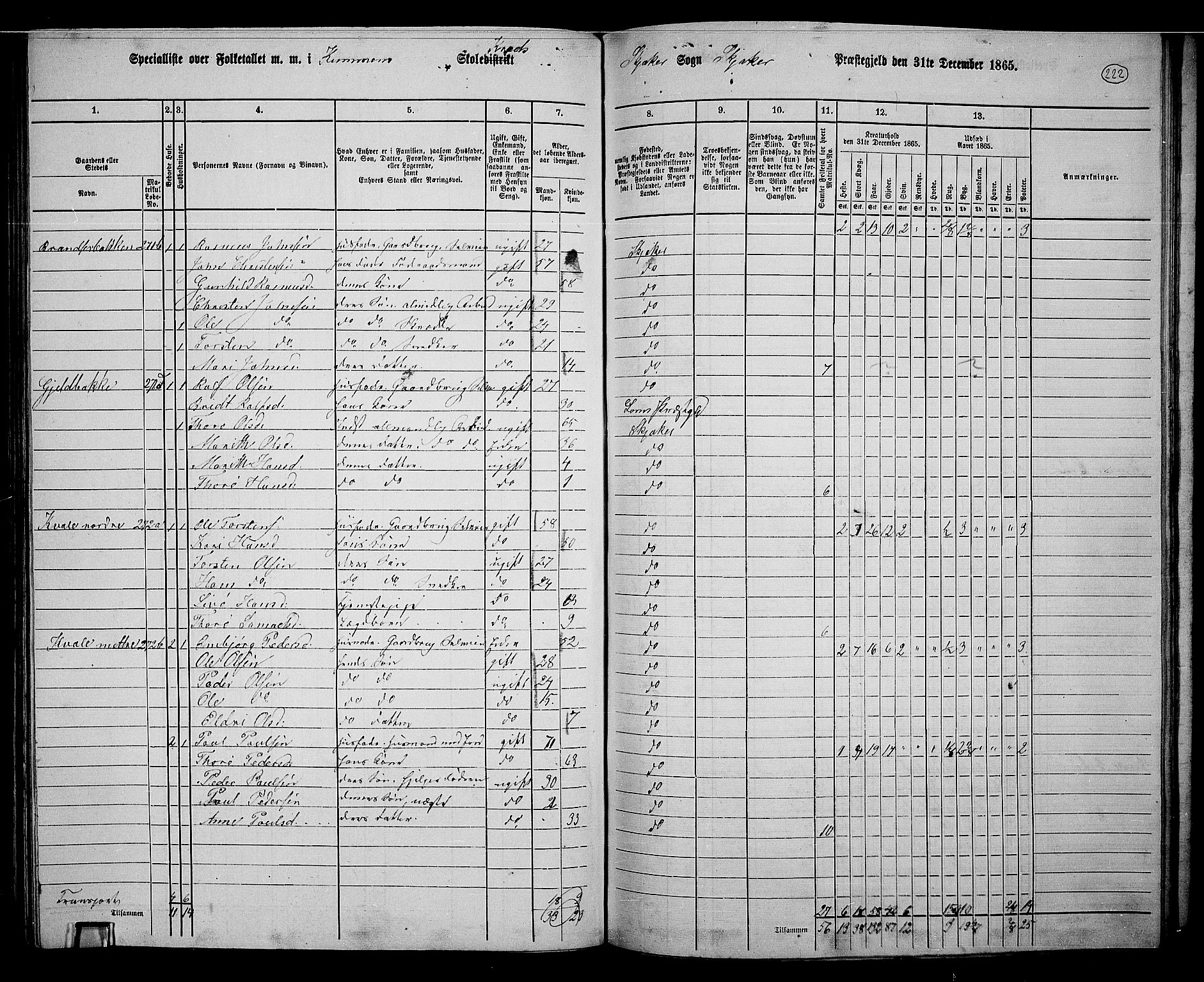 RA, 1865 census for Skjåk, 1865, p. 74