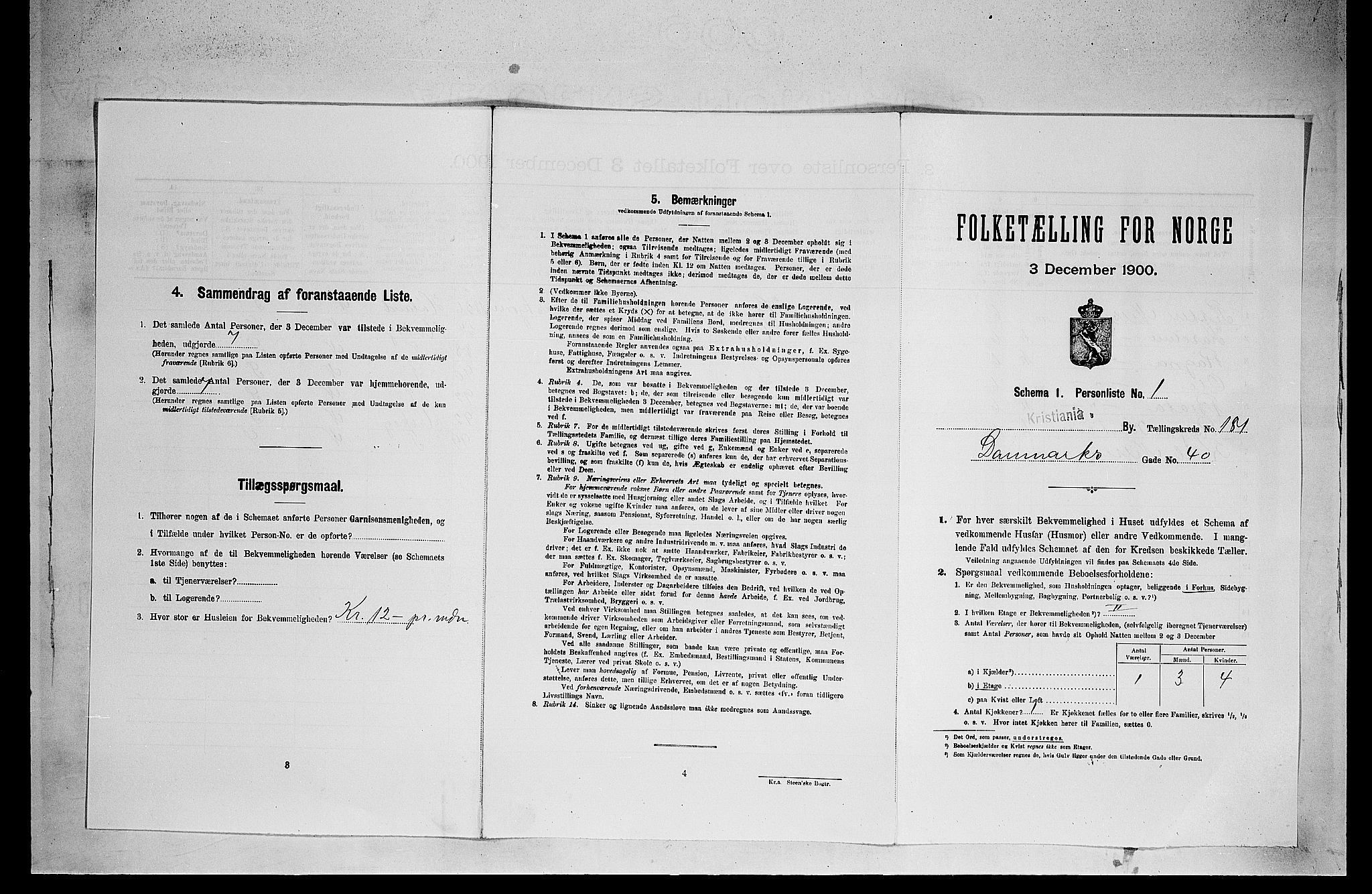 SAO, 1900 census for Kristiania, 1900, p. 15264