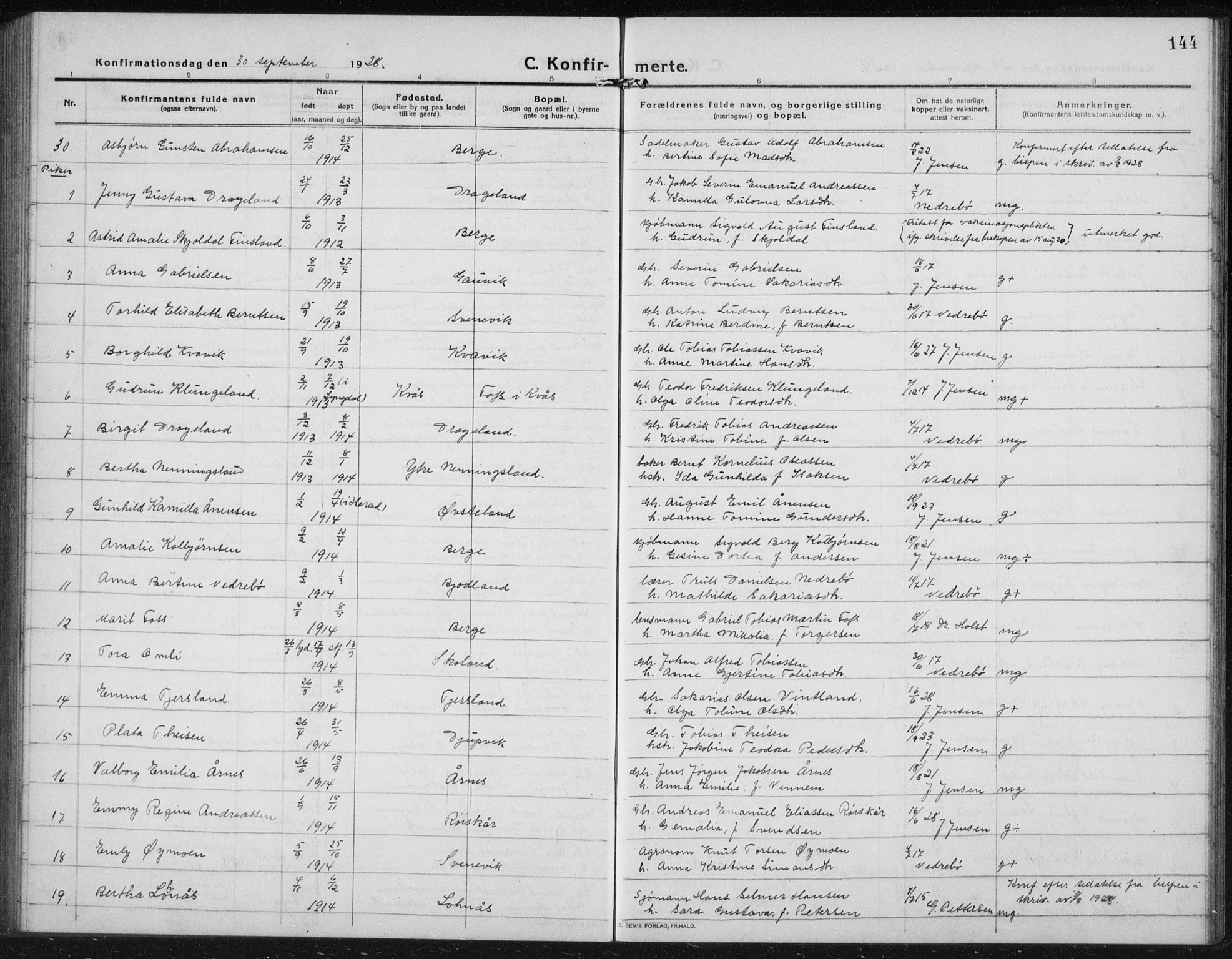 Lyngdal sokneprestkontor, AV/SAK-1111-0029/F/Fb/Fbc/L0006: Parish register (copy) no. B 6, 1914-1934, p. 144