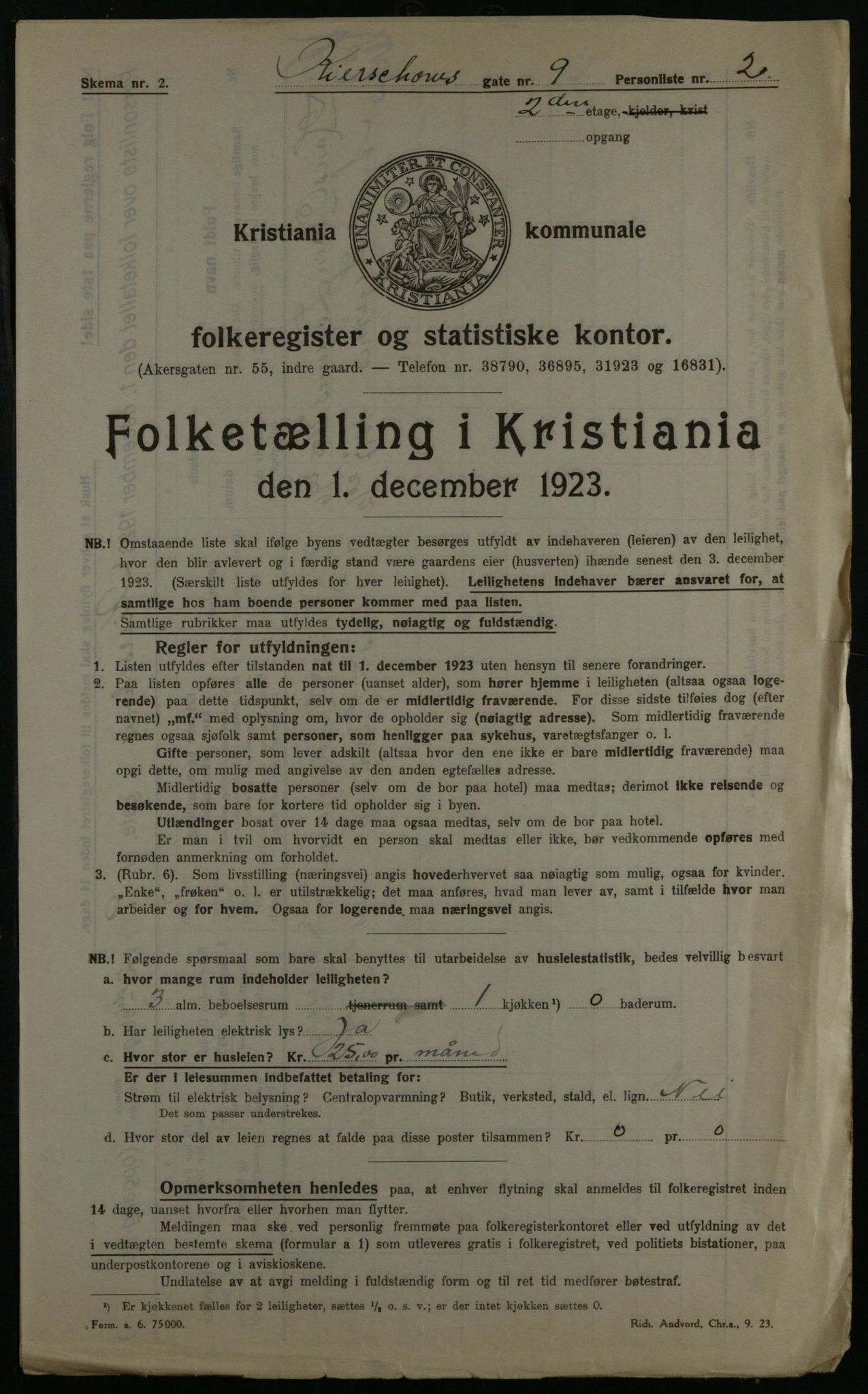 OBA, Municipal Census 1923 for Kristiania, 1923, p. 55288