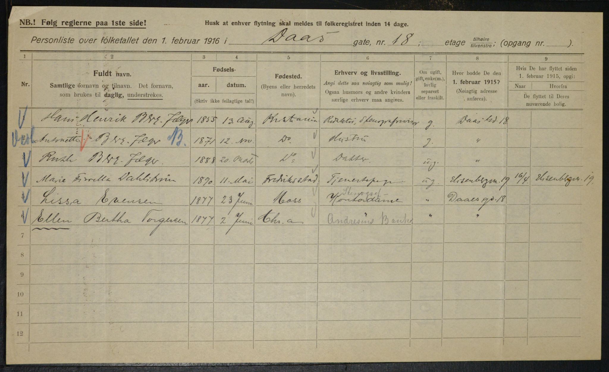 OBA, Municipal Census 1916 for Kristiania, 1916, p. 18179