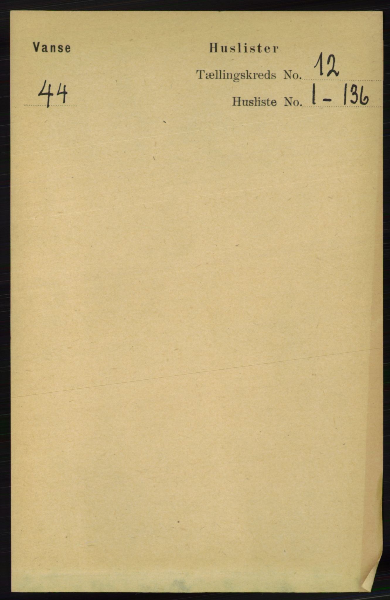 RA, 1891 census for 1041 Vanse, 1891, p. 6667