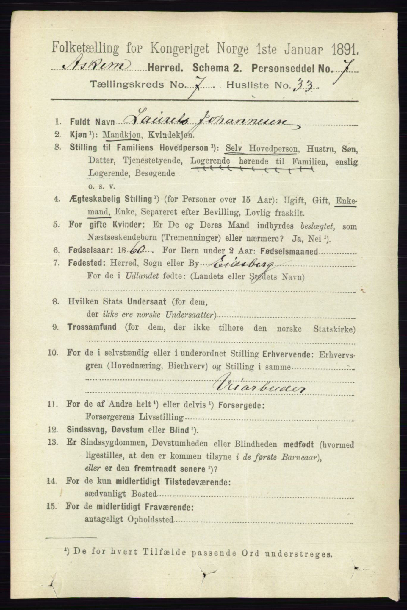 RA, 1891 census for 0124 Askim, 1891, p. 1205