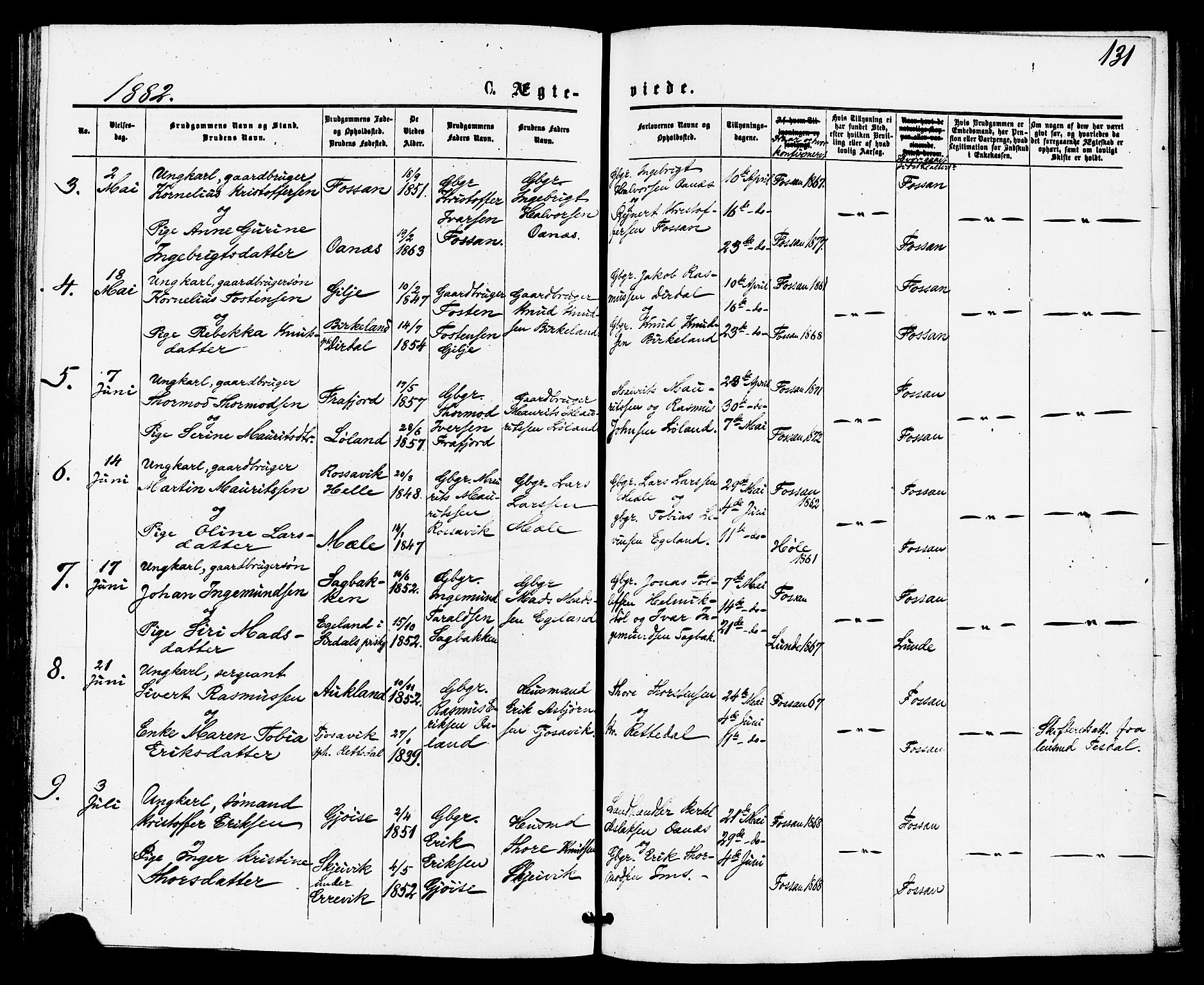 Høgsfjord sokneprestkontor, AV/SAST-A-101624/H/Ha/Haa/L0004: Parish register (official) no. A 4, 1876-1884, p. 131