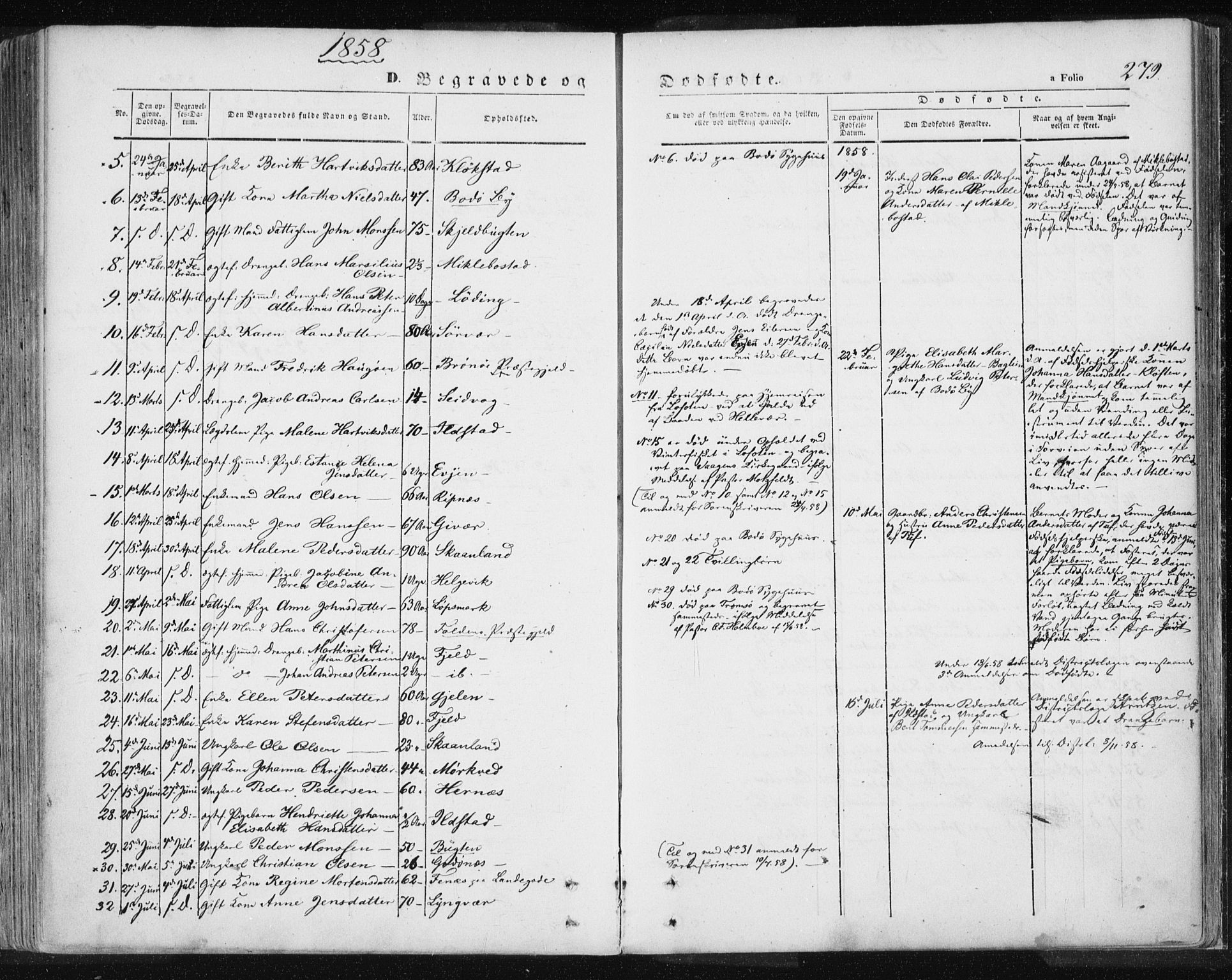 Ministerialprotokoller, klokkerbøker og fødselsregistre - Nordland, SAT/A-1459/801/L0007: Parish register (official) no. 801A07, 1845-1863, p. 279