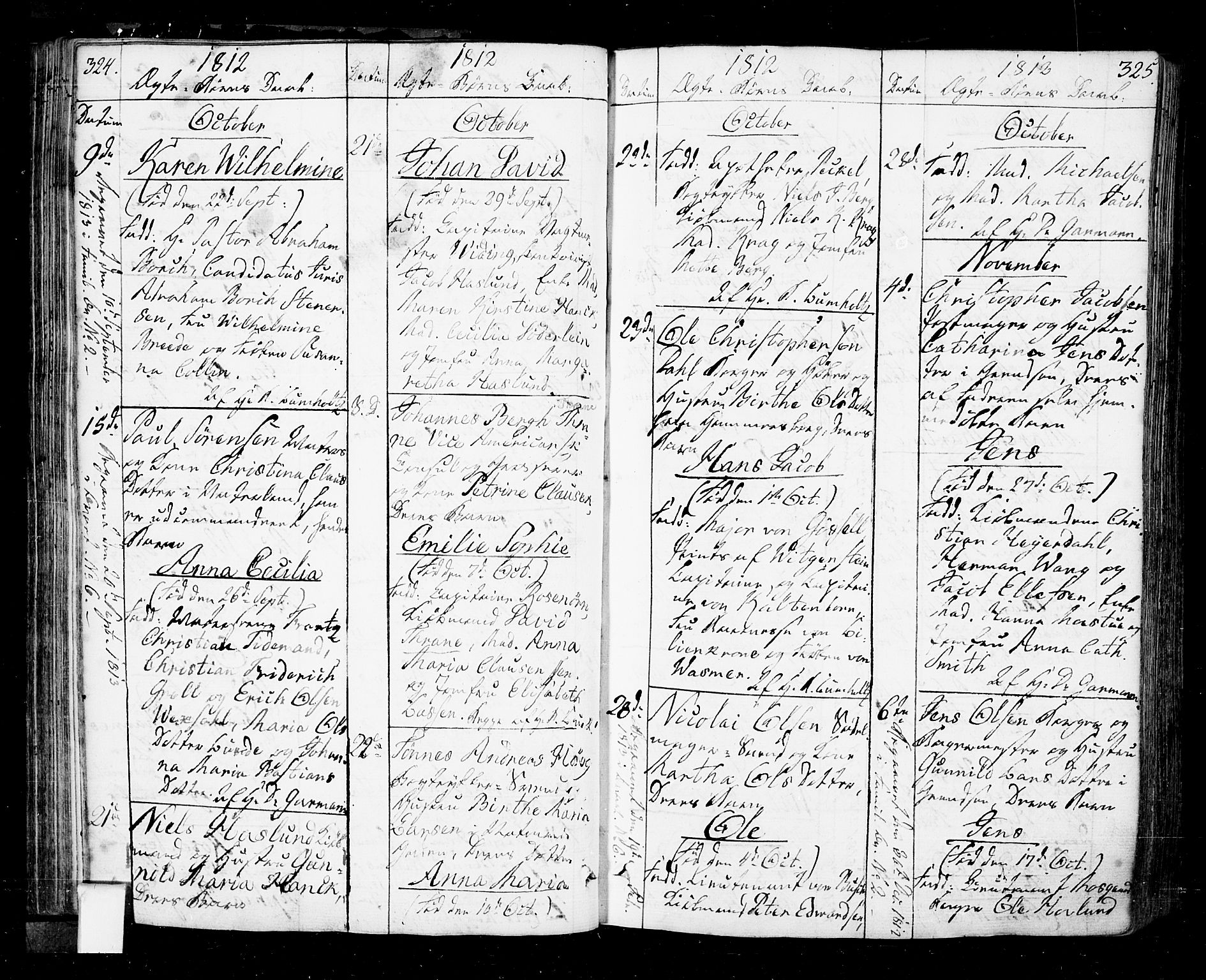 Oslo domkirke Kirkebøker, SAO/A-10752/F/Fa/L0006: Parish register (official) no. 6, 1807-1817, p. 324-325