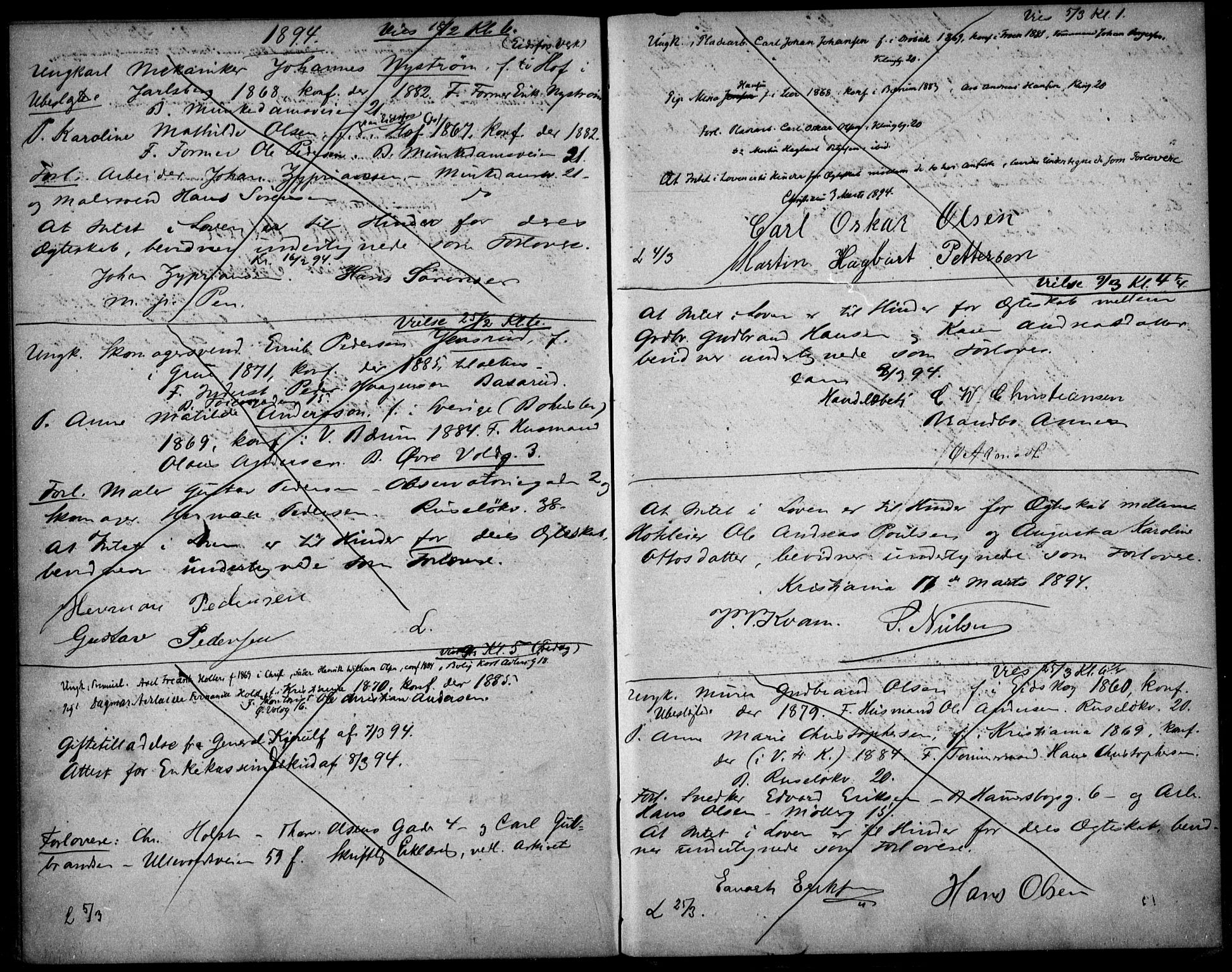 Johannes prestekontor Kirkebøker, SAO/A-10852/H/Ha/L0002: Banns register no. 2, 1890-1894